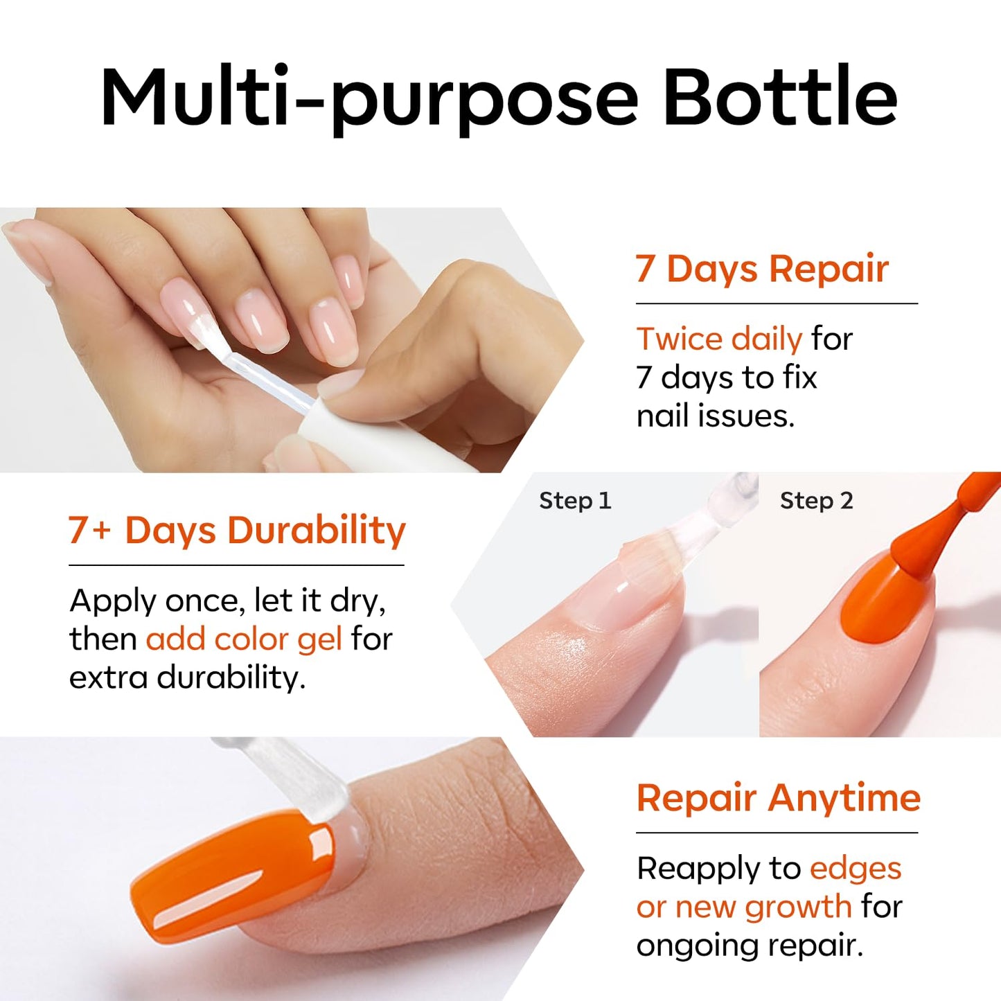 modelones Nail Strengthener and Growth Scented Nail Repair for Damaged Nails Hardener Extra Strong and Growth 3-in-1 Repair Mode Gifts for Women 13.5ml 0.46 Fl Oz