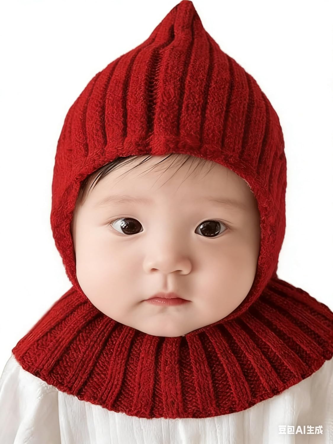 Infant Red Earflap Balaclava Beanie Hats Outdoor Cold Weather Ear Neck Protection Winter Warm 6-24 M Toddler