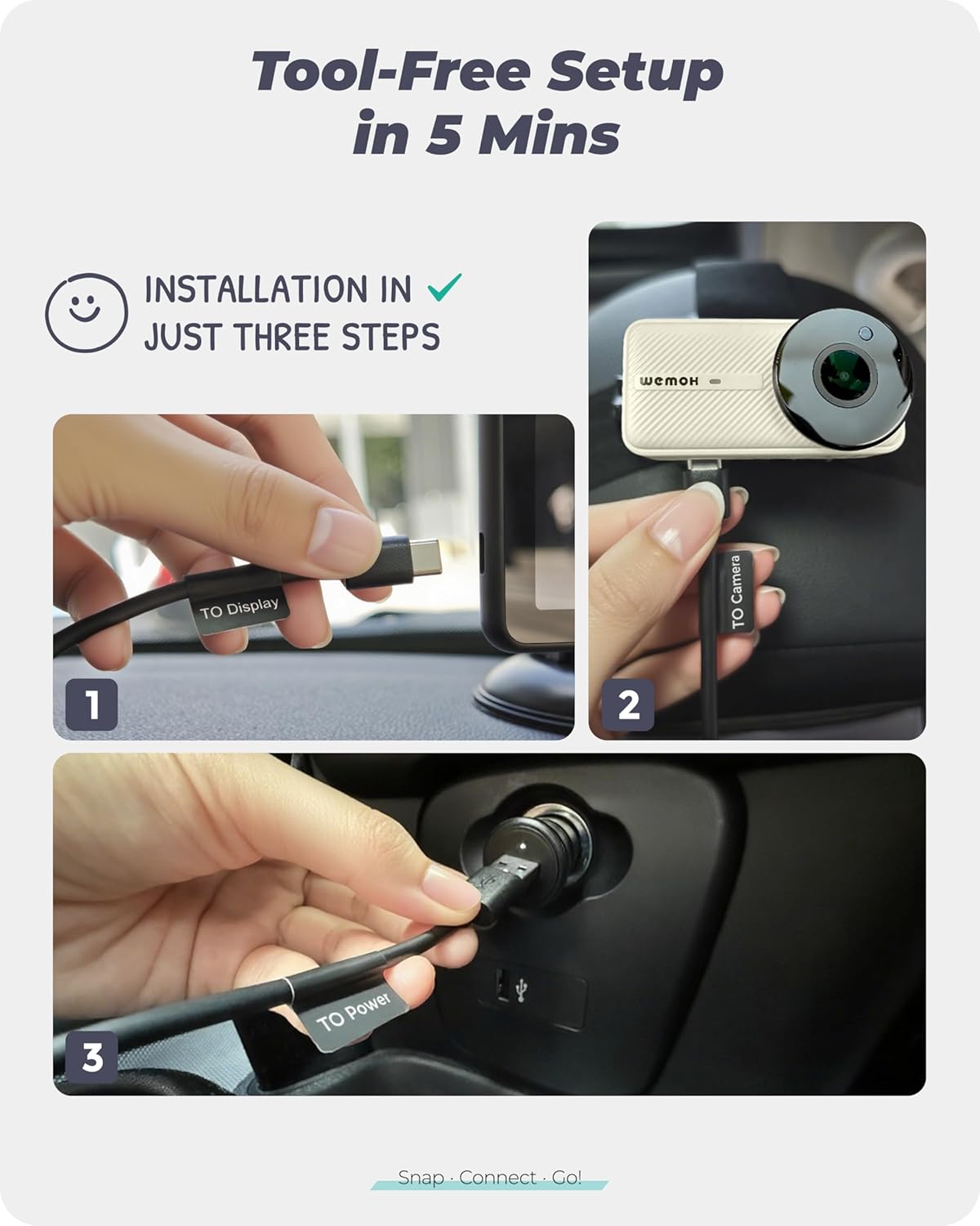 NO.1 Magnetic Baby Car Camera with 1080P IPS Monitor, Auto Night Vision & Magnetic Mount – 5" Display, Zoom/Mirror Modes, USB Powered, 5-Minute Setup, for Rear-Facing Infant, White