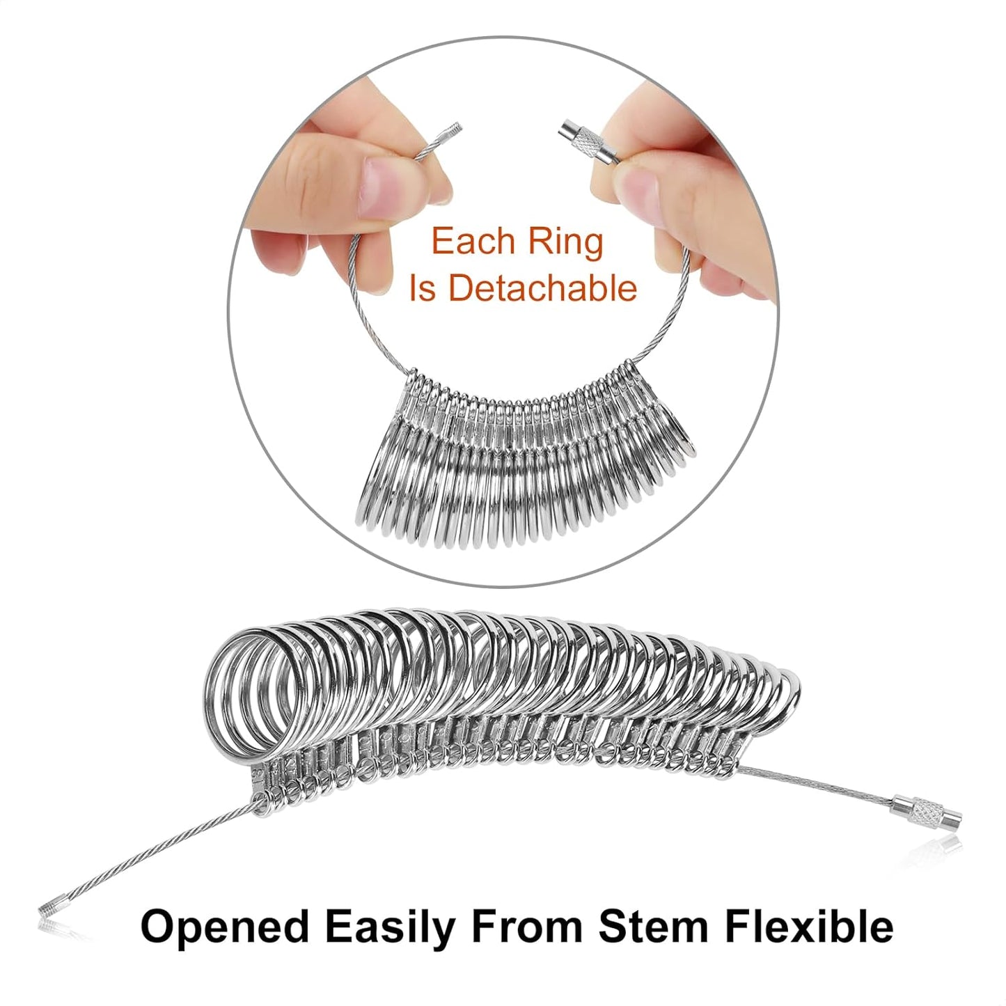 Ring Sizer Measuring Tool Kit, 27 PCS Premium Stainless Steel Measuring Ring Tool, US Ring Size 0-13 with Half Size, 2 PCS Reusable Finger Size 1-17 USA Rings Size with Magnified Glass