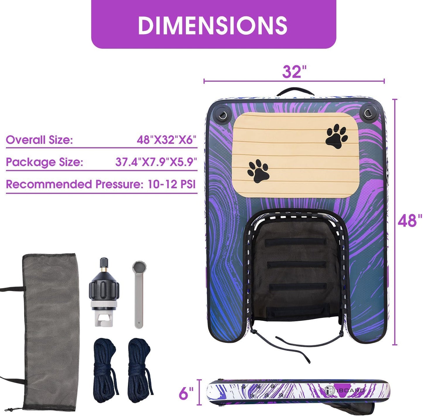 Dog Ramp & Pool Float - Portable Pet Ramp for Boats, Docks, and Pools - Non-Slip Ramp for Small, Medium, and Large Dogs - Lightweight & Foldable - Purple and Blue Wave Pattern - PVC Material