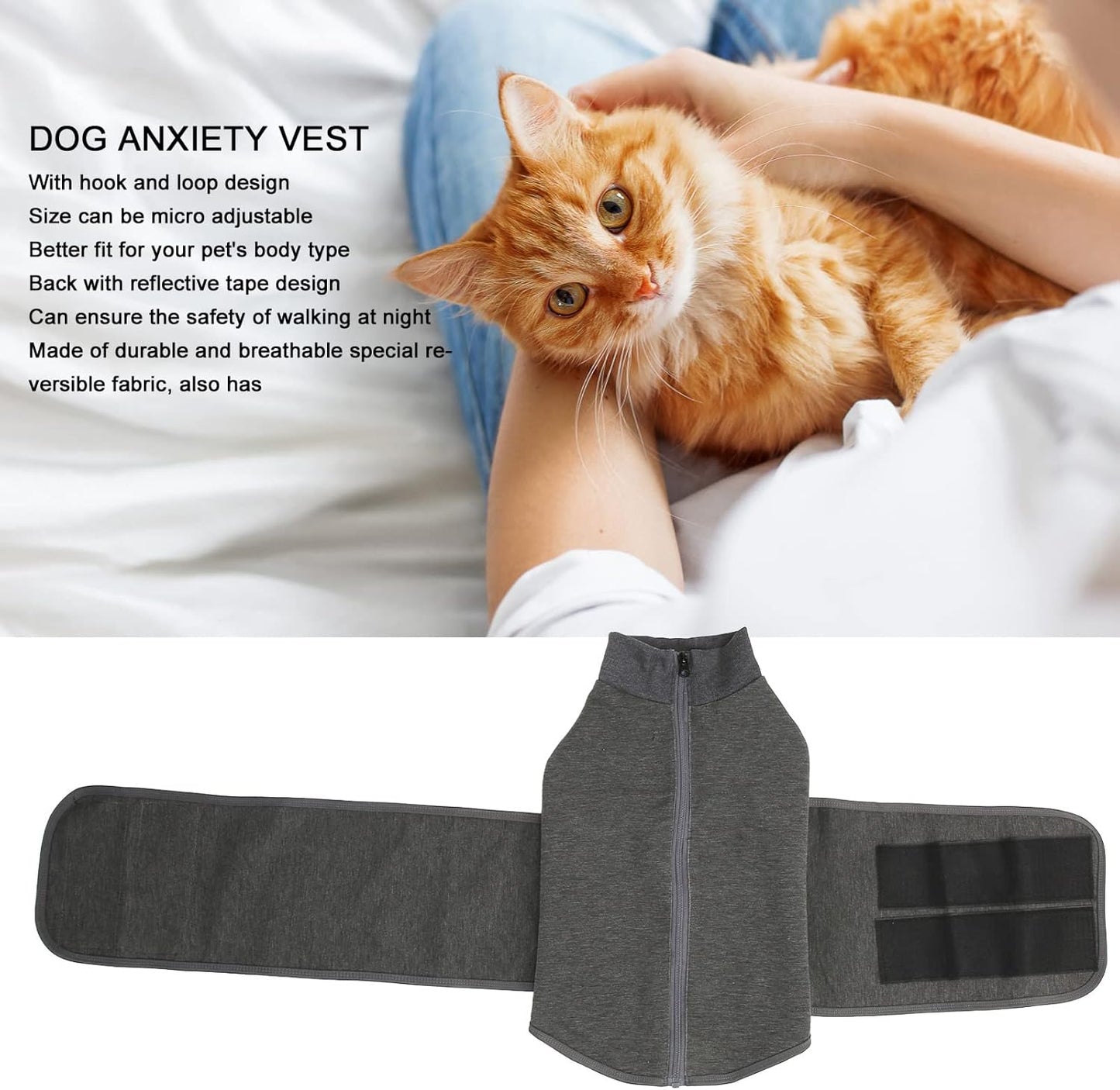 Pssopp Anxiety Coat for Dogs, Keep Calm Breathable Light Weight Wrap Vest with for Best Calming Effect for Dogs (M.)