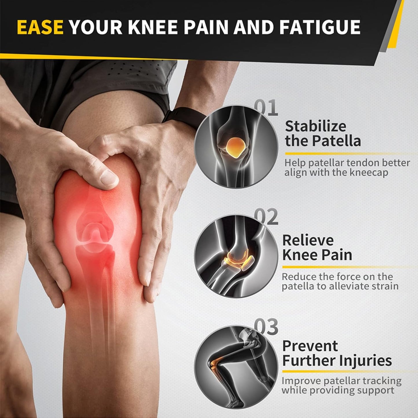 CAMBIVO Patella Tendon Knee Straps 2 Pack for Knee Pain Relief, Knee Brace for Women &Men with Extra Straps, Knee Support for Running, Hiking, Soccer, Basketball, Jumpers Knee, Tennis
