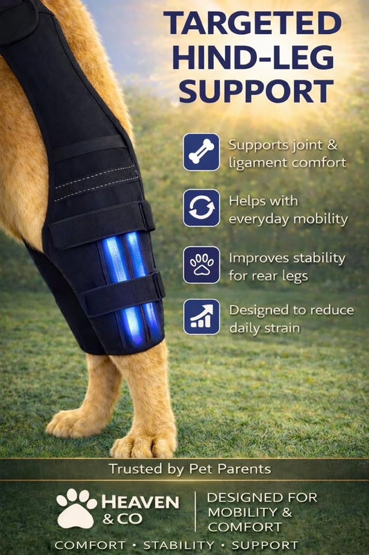 Dog Knee Brace for Rear/Hind Legs (ACL/CCL) – Dual-Leg Support with 4 Metal Stabilizers & Non-Slip Harness | Stability, Mobility & Pain Relief for Arthritis, Hip Dysplasia & Luxating Patella | S–XL