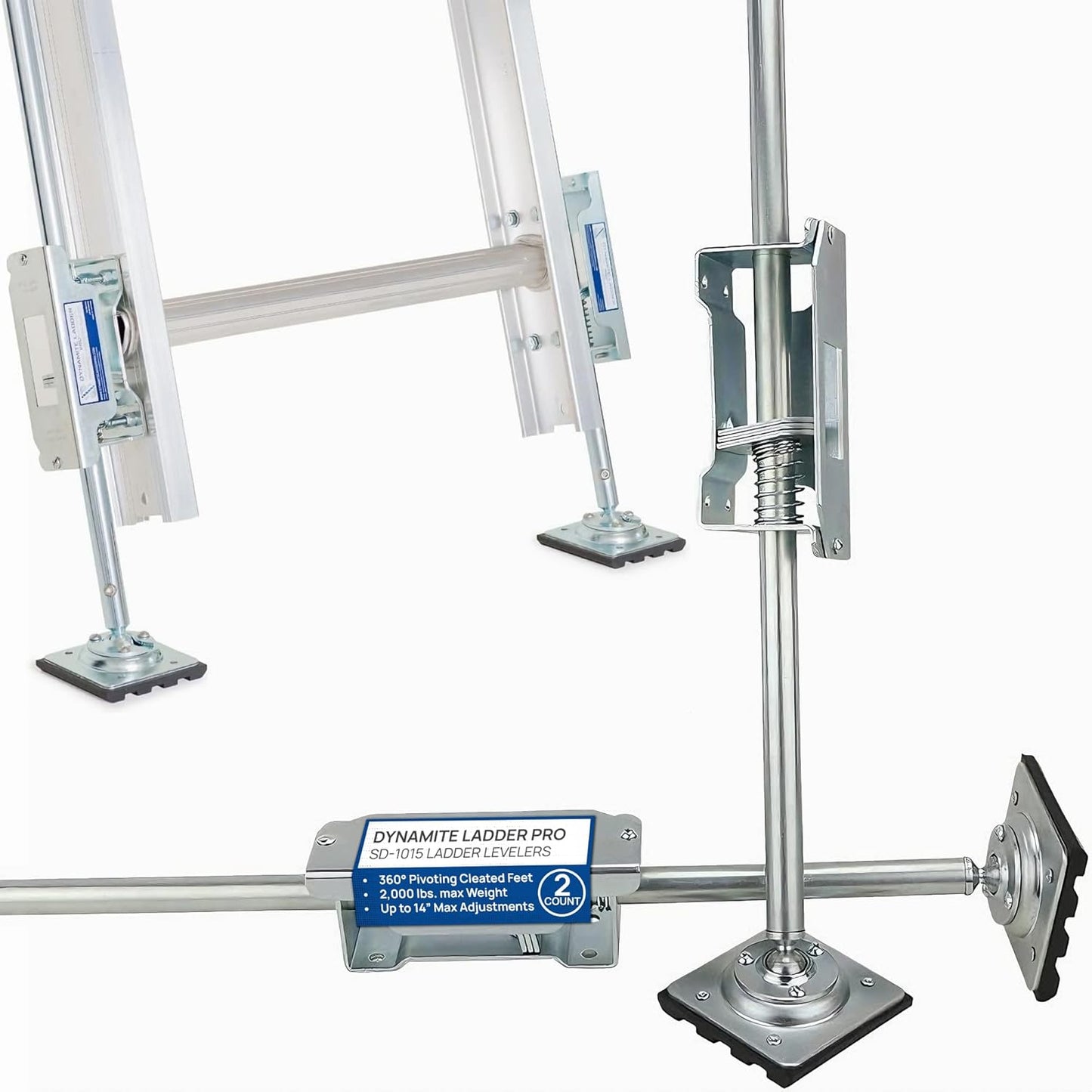 Dynamite Ladder Pro SD-1015 Ladder Levelers, EXCEEDS OSHA Safety Standard ANSI 14.8-2013, (2,000 lbs. max*) Two Levelers Included