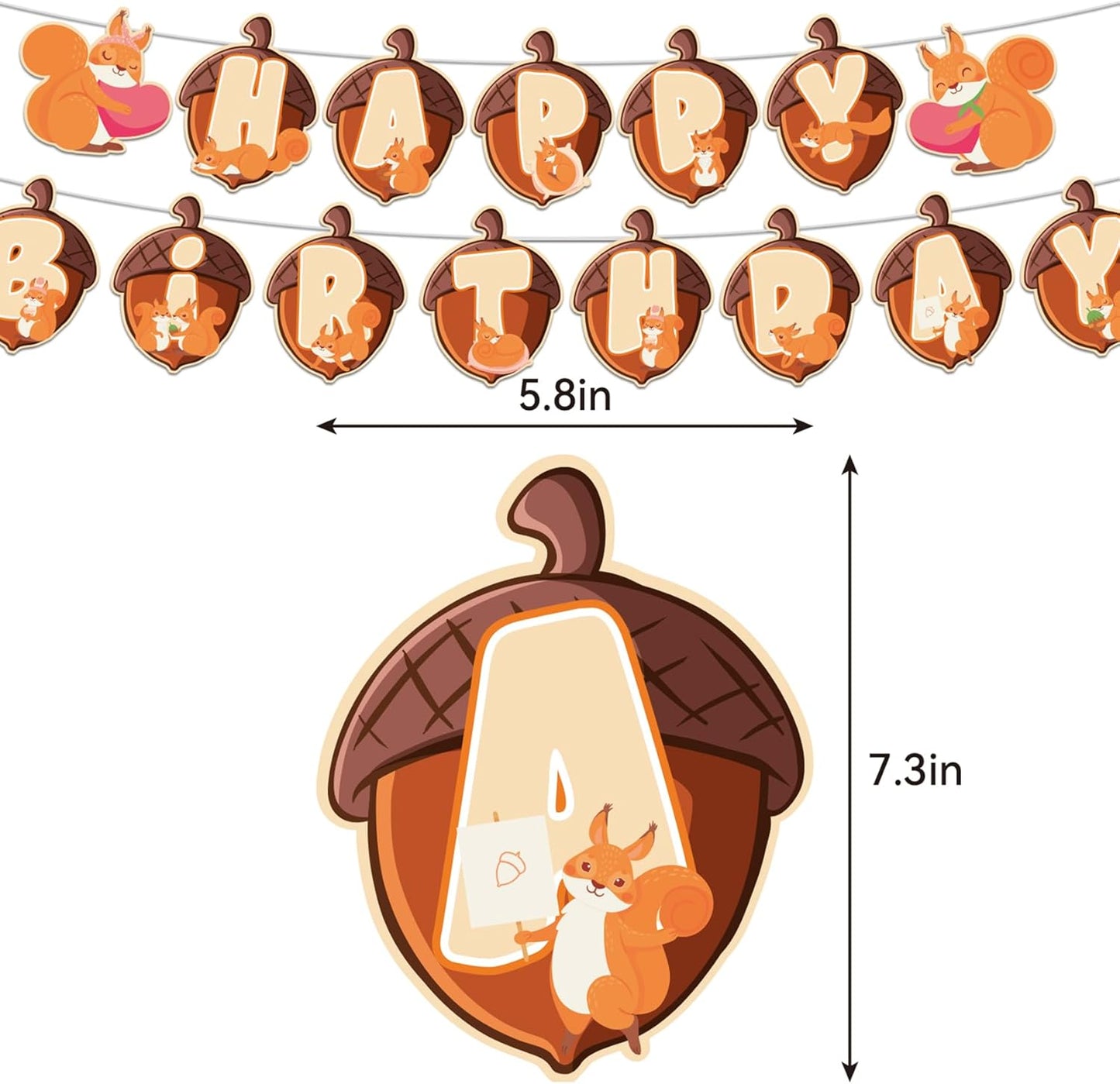 Woodland Animals Squirrel Party Supplies - Includes Squirrel Birthday Banner, Cake Topper, Cupcake Toppers & Balloons for Zoo Animals Themed Party