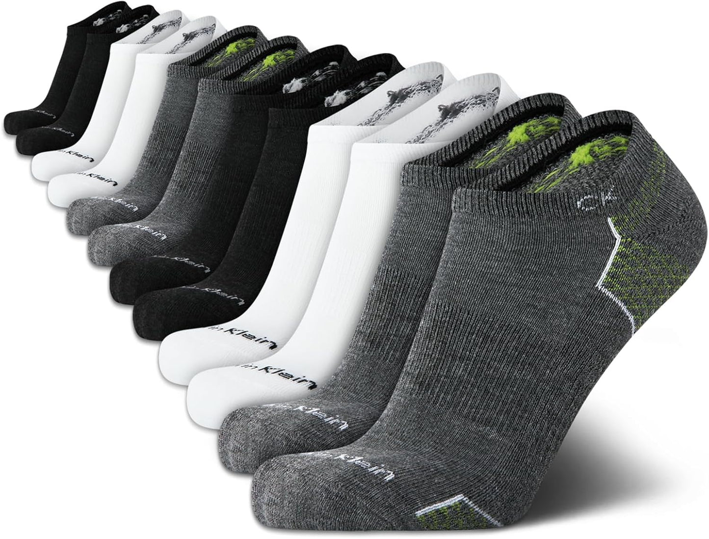 Calvin Klein Mens No Show Socks - 12 Pack Lightweight Breathable Cushioned Athletic Low Cut Socks for Men