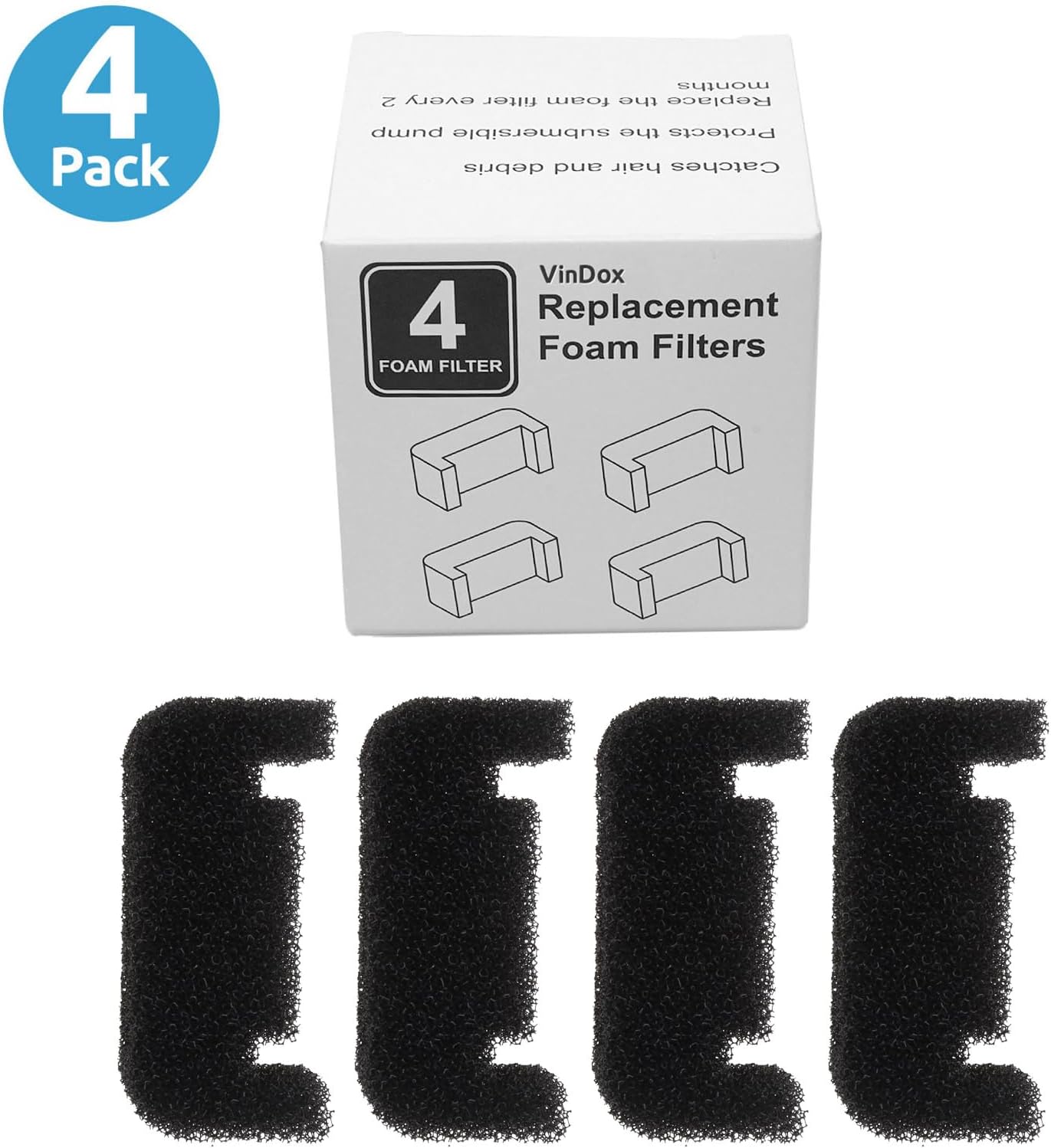 4 Pieces for Fountain Filters Replacement Foam Sponge Filter for Dogs Round Cubic Stainless Steel Top Water Dispense Pre Filter Foam Sponge