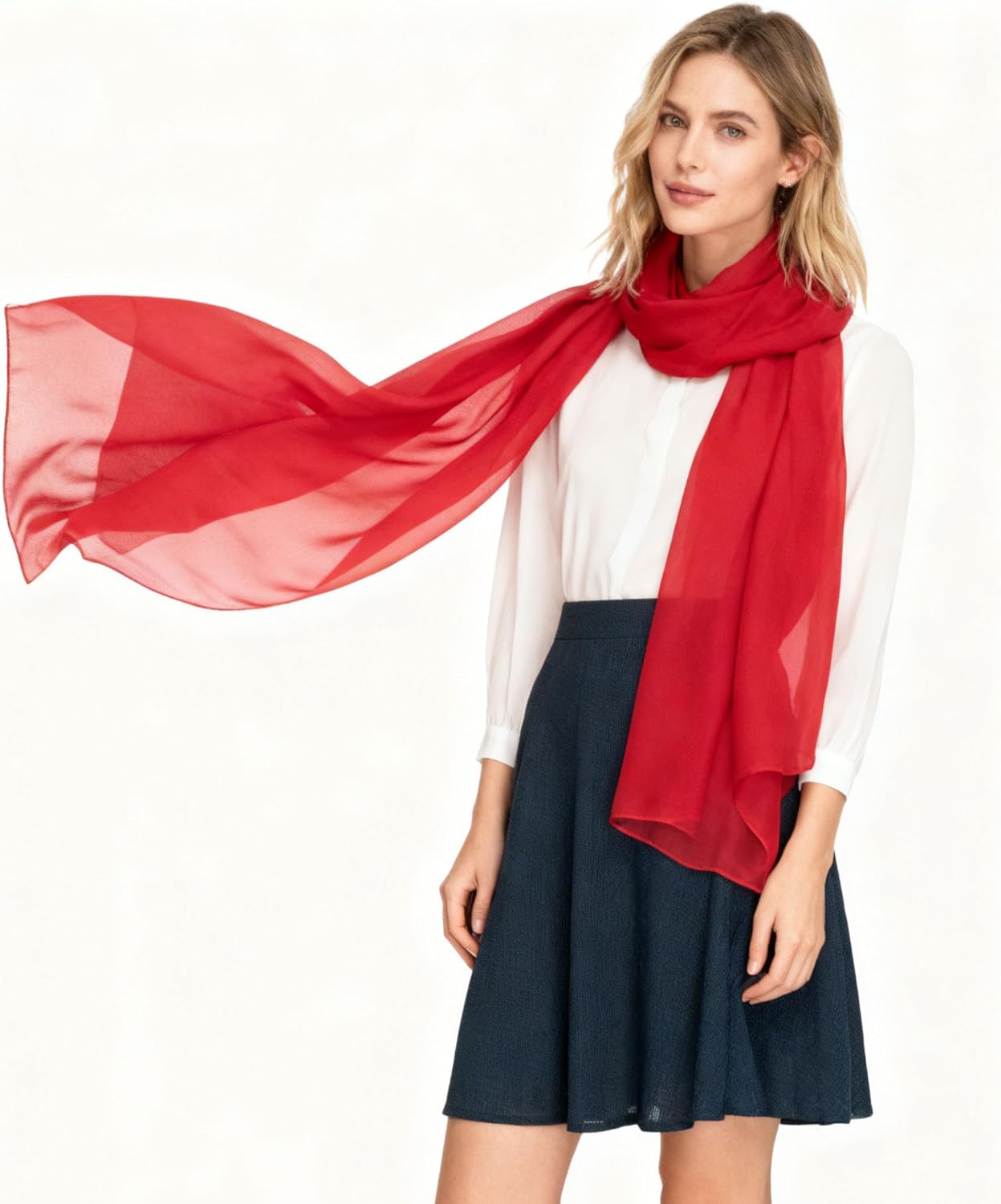 INOGIH Chiffon Scarf Sheer Wrap for Women Lightweight Soft Summer Silky Scarf for Wedding Evening Dresses Dating Travel