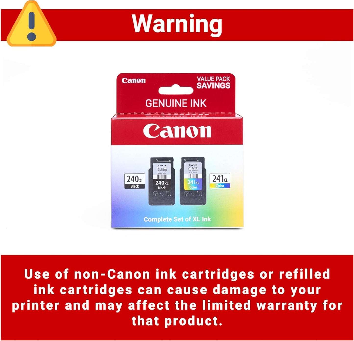 Canon Genuine Ink PG-240 XL / CL-241 XL Value Pack (2 Cartridges), Compatible with MG2120/3120/4120/2220/3220/4220/3520/3620, MX372/392/432/452/472/512/522/532, TS5120