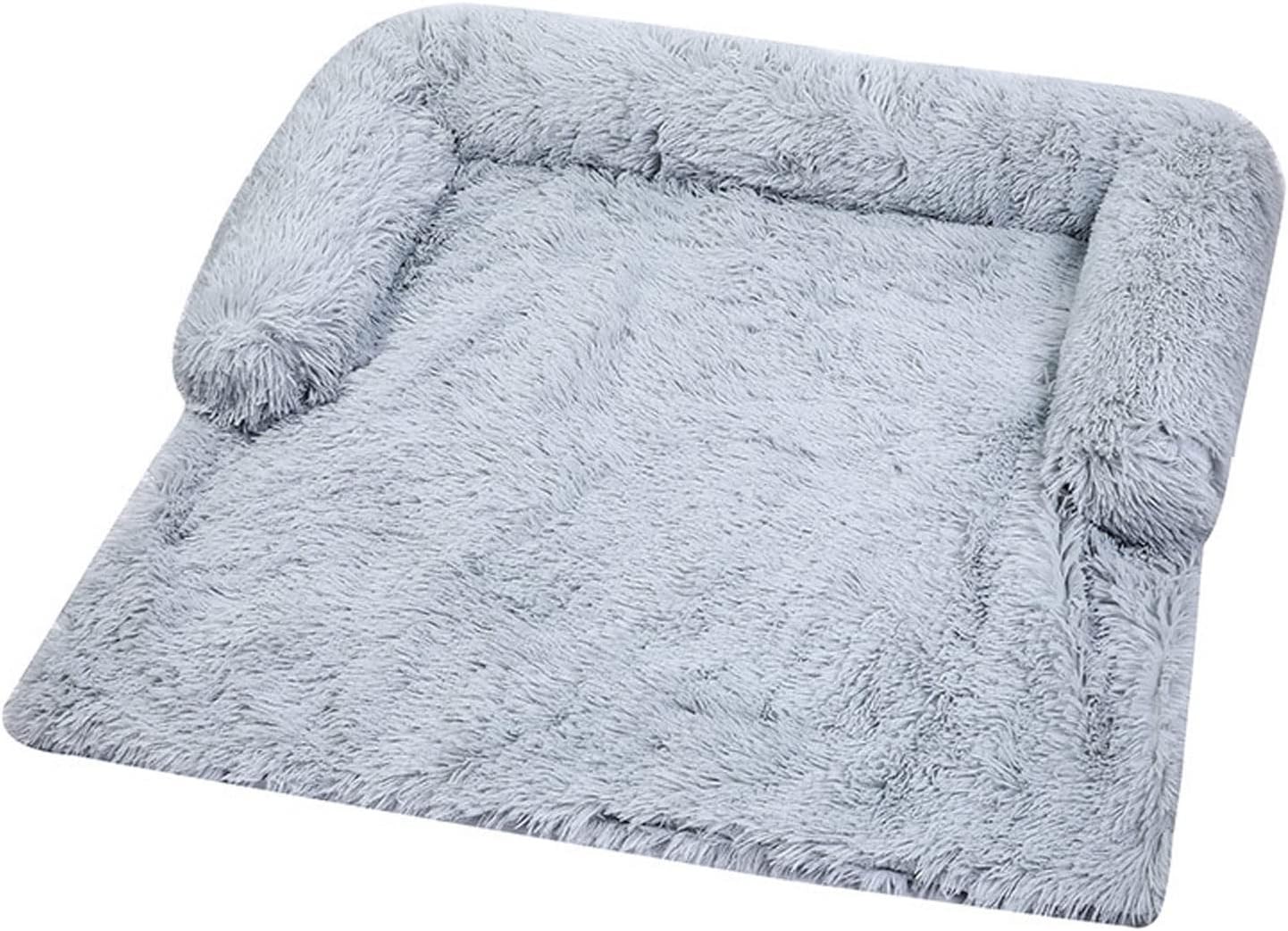Dog Beds for Car Trunk Couch Bed Floor Soft and Comfortable Semi-Surrounding Plush Dog Bed for Small Medium Large Extra Large Dogs or Cats Removable Washable (Color : Gray-02, Size : Small)