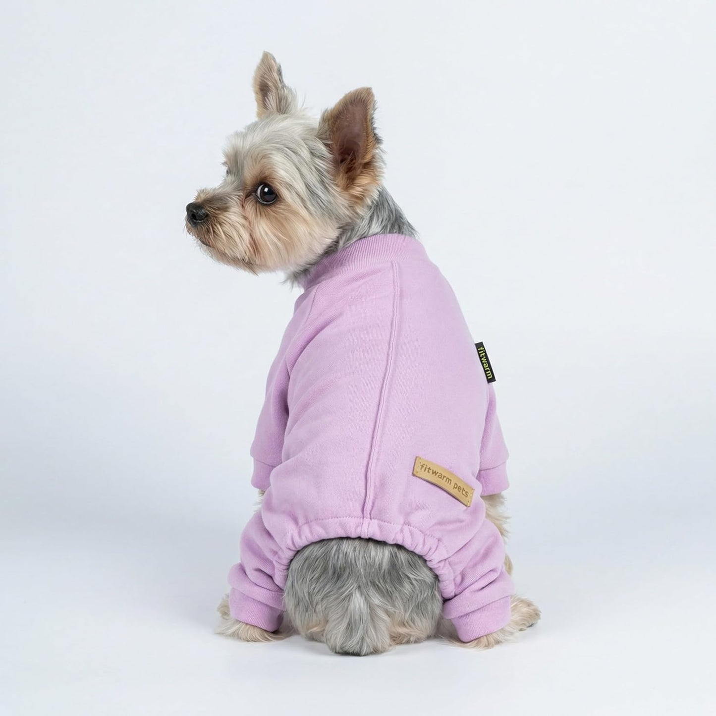 Fitwarm 2 Pack Lightweight Fleece Dog Pajamas, Warm Winter Dog Clothes for Small Dogs Boy Girl, Cozy Pet Onesie with Feet, Violet Purple, Large