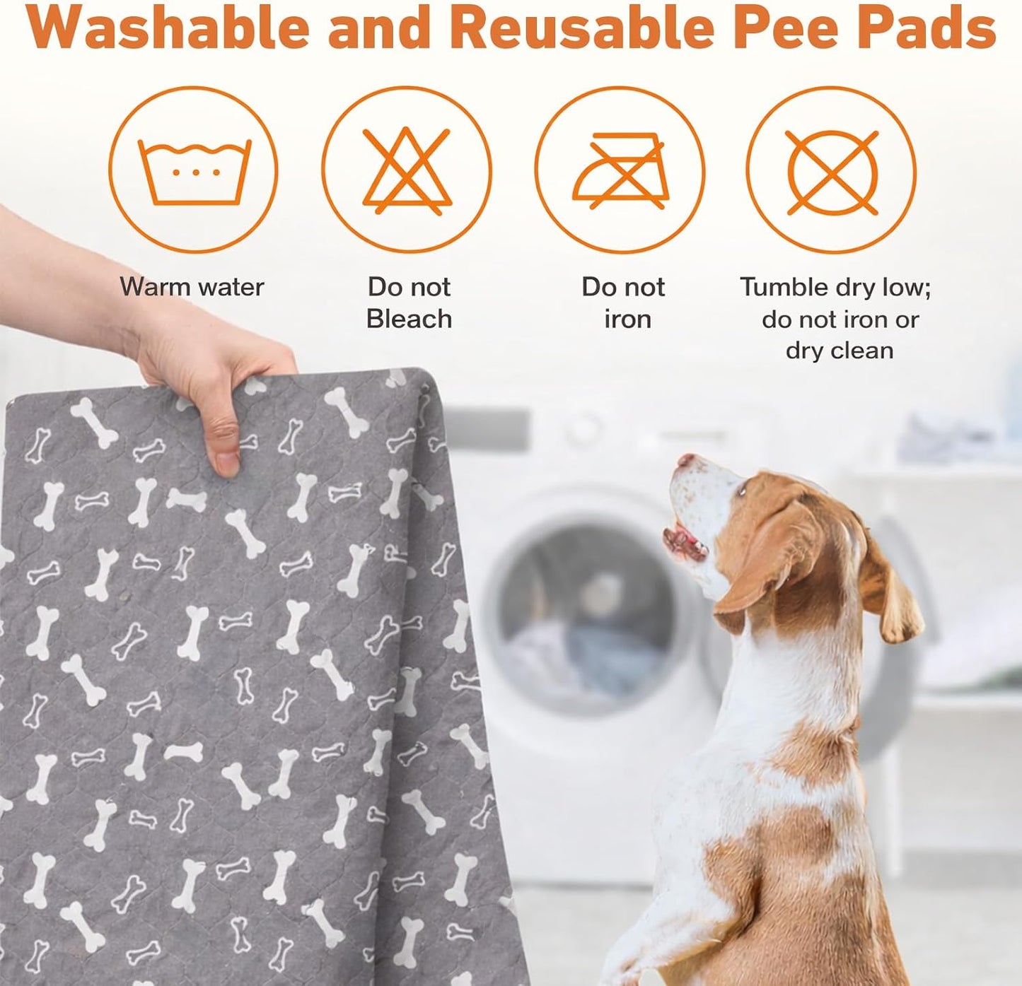 Puppy Pads with Pheromones,Washable Pee Pads for Dogs,Reusable Pee Pads for Dogs,Waterproof and Leak-Proof,Non-Slip Base Training Pads Suitable for Home,Travel and Dog Crates(Gray,M)