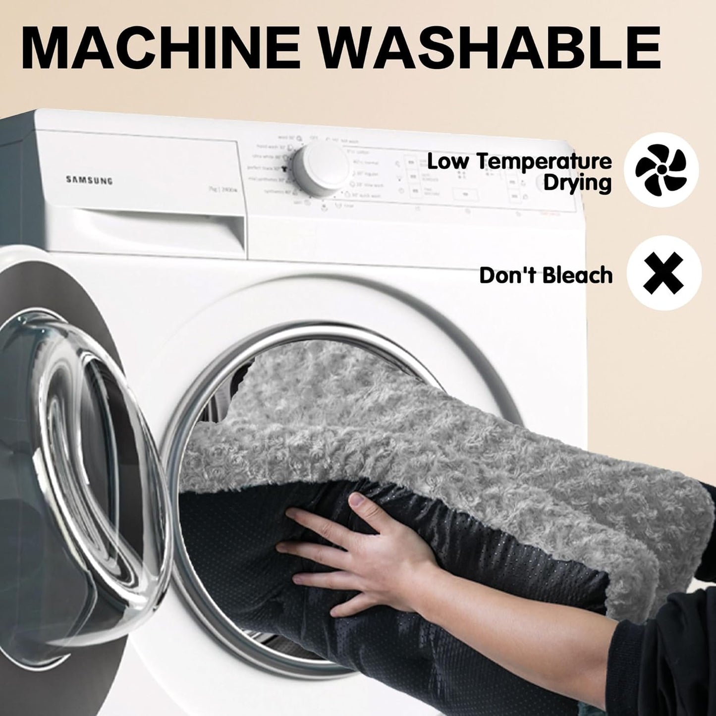 Dog Bed Washable Pet Bed, Dog Crate Bed Washable Cushion with Anti-Slip Bottom, Calming Anti-Anxiety Pet Bed with Non-Slip Bottom for Medium&Large Dogs and Cat, Grey(44.5''X32.7''X9.8'')