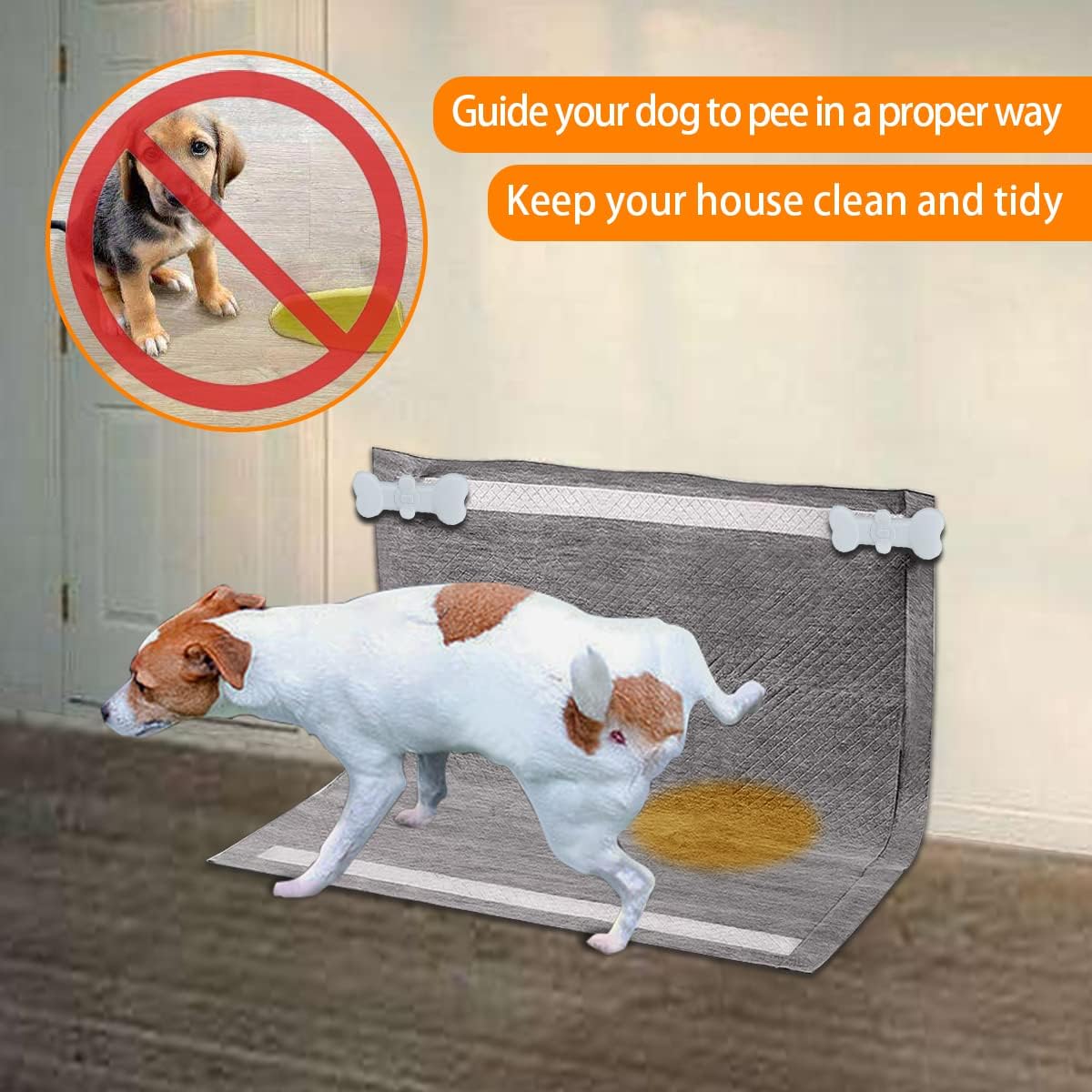2 Pack Pee Pad Holder- Dog Potty Pee Pad Holder for Leg-Lifting with Strong Adhesive and Magnets for Any Size Puppy Pads Indoor Dogs House Wall