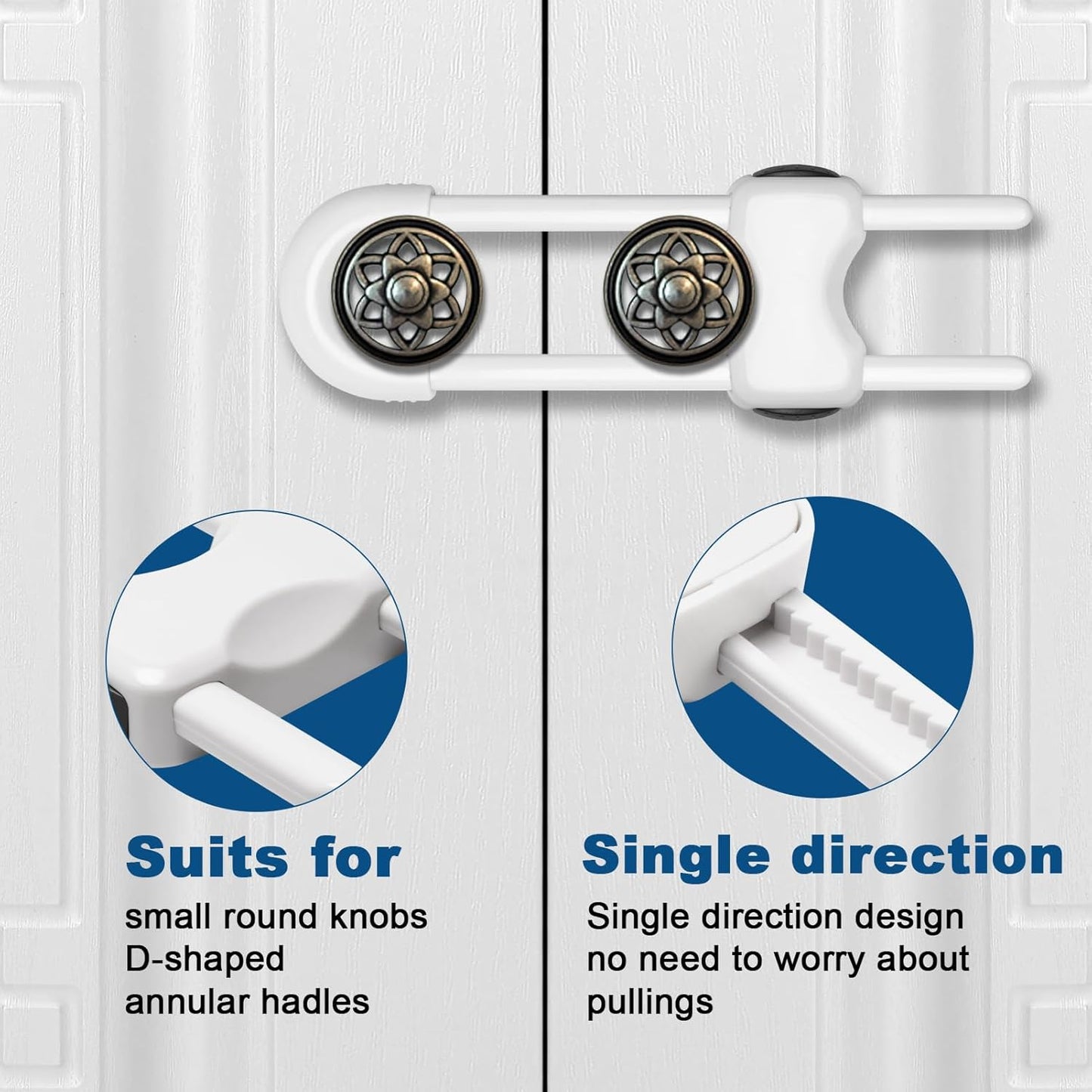 Cabinet Locks for Babies,Child Proof Cabinet Locks,4 Pack U-Shaped Baby Proofing Cabinets,Child Locks for Cabinets and Drawers,Child Safety Cabinet Locks with Adjustable(White)