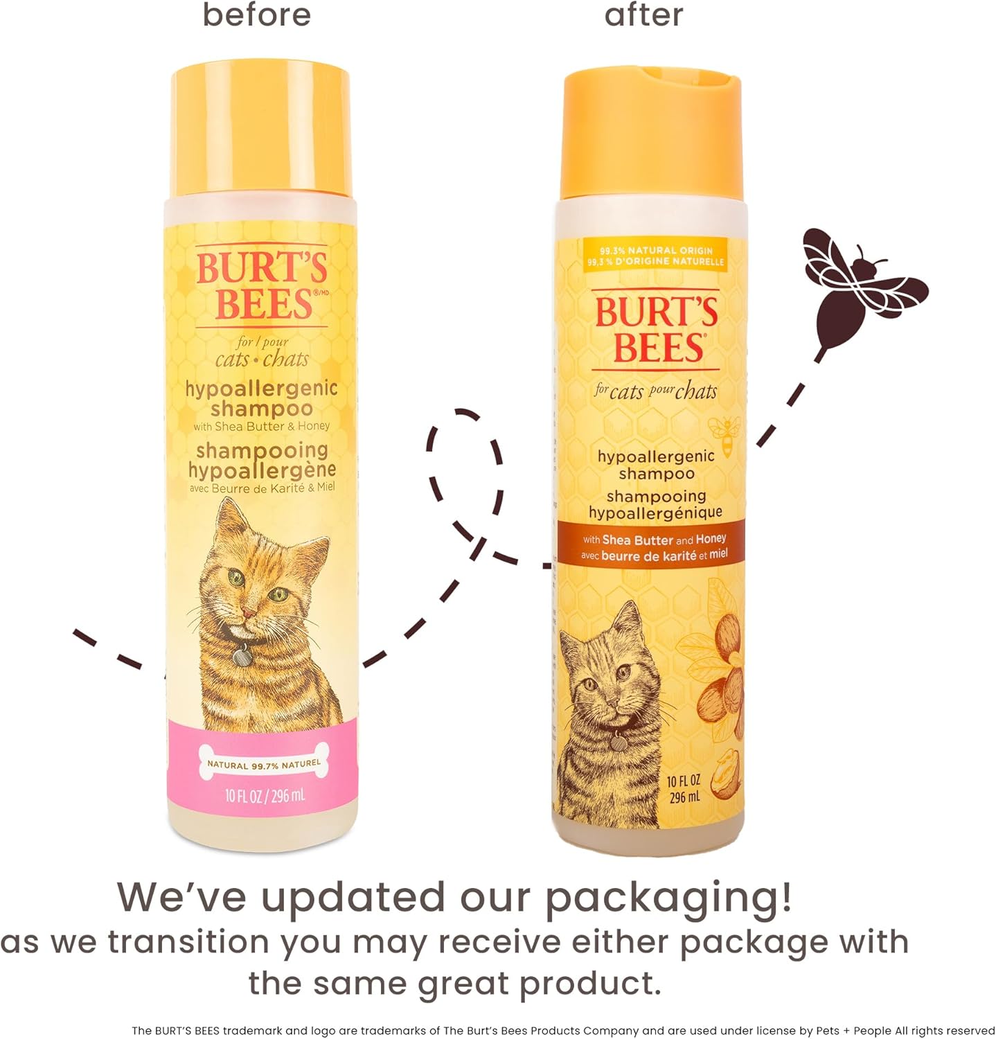 Burt’s Bees for Pets Hypoallergenic Cat Shampoo with Shea Butter and Honey, Gentle Kitten Shampoo for Indoor Cats with Dry or Sensitive Skin, Cat Bathing Supplies, 10 Fl Oz