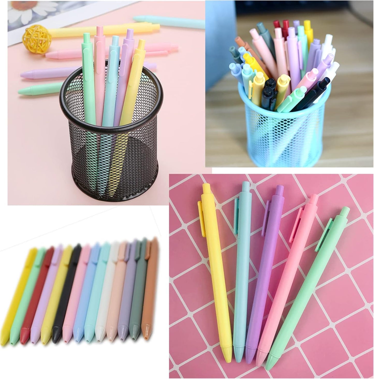 YYaaloa 70pcs Cute Pens Black Gel Ink Pens Retractable 0.5mm Gel Pens Bullet Point Nice Gifts Fun Pens for Women Office Supplies