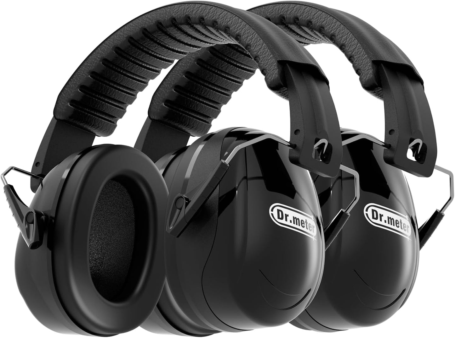 Hearing Protection Ear Muffs, 31dB Noise Reduction Safety Earmuffs with Adjustable Headband for Adults Kids Autism Sensory, Ear Muff for Yard Work, Mowing or Hunting -Pure Black 2PACK