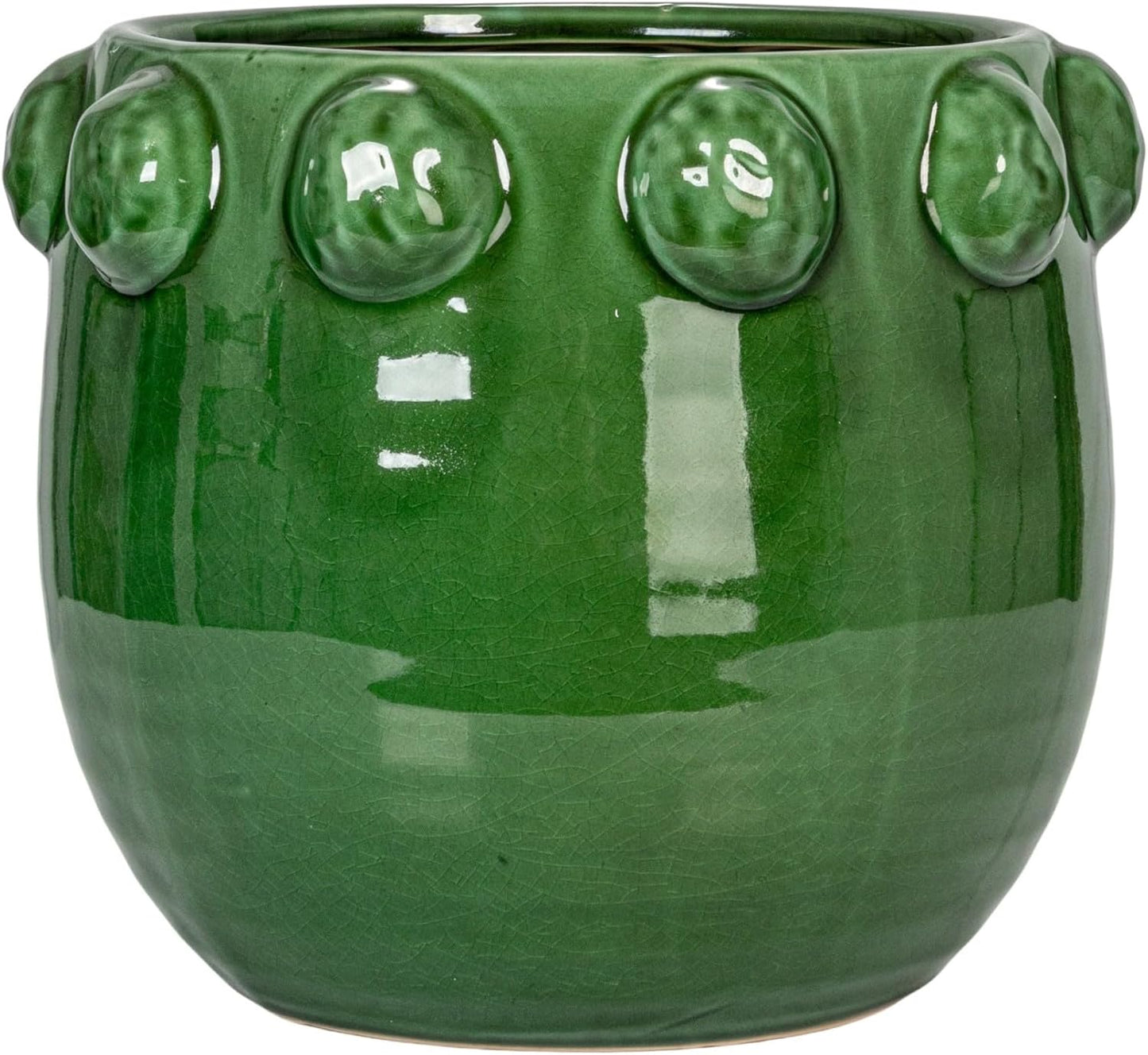 Creative Co-Op Terra-Cotta Planter with Raised Dots, Green