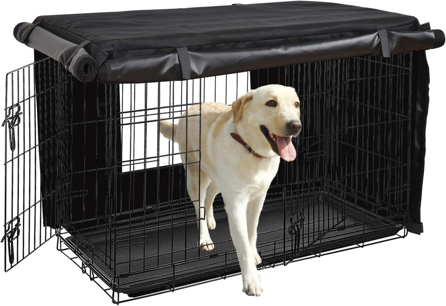 HONEST OUTFITTERS Dog Crate Cover, 24 Inch Dog Kennel Cover for Medium and Large Dog, Heavy Duty Oxford Fabric,with Double Door, Pockets and Mesh Window (25L x 19W x 20H, Black)