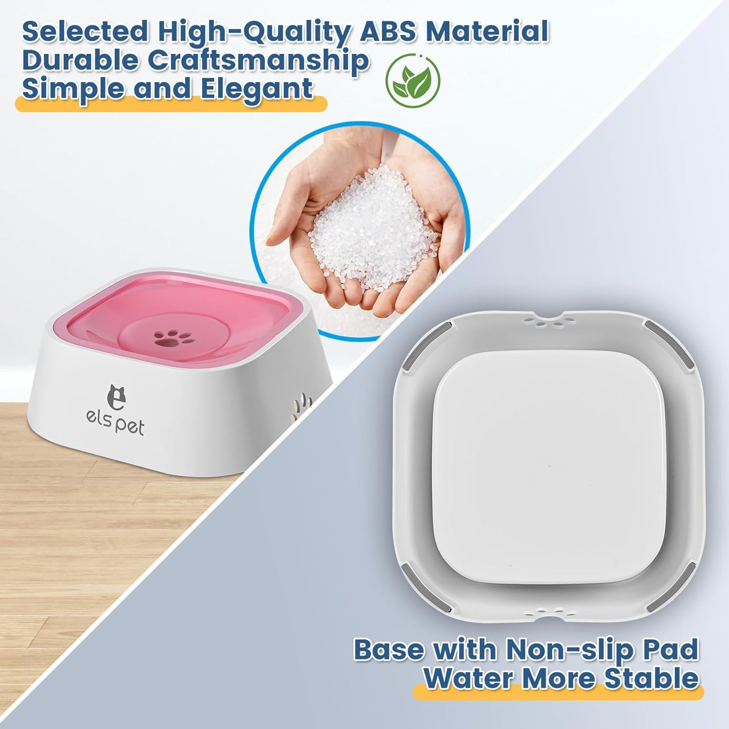 Dog Water Bowl no Spill, 35oz Slow Water Bowl for Dogs, BPA-Free, Anti-Splash & No-Slip Design, 1L Vehicle Carried Travel Spill Proof Pet Bowls, for Small Medium Cats and Pets. (Pink, 1L)