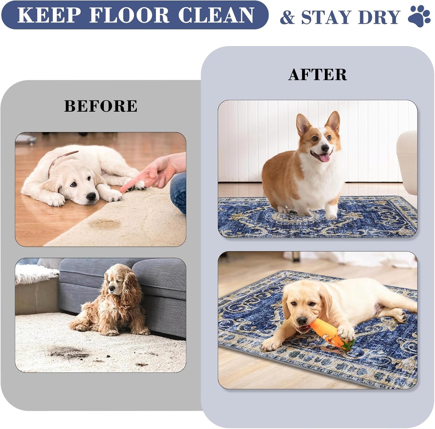 Washable Pee Pads for Dogs, 2 Pack Reusable Puppy Pads Absorbent Training Pads for Dogs Waterproof Dog Mat Non-Slip Whelping Pet Mat