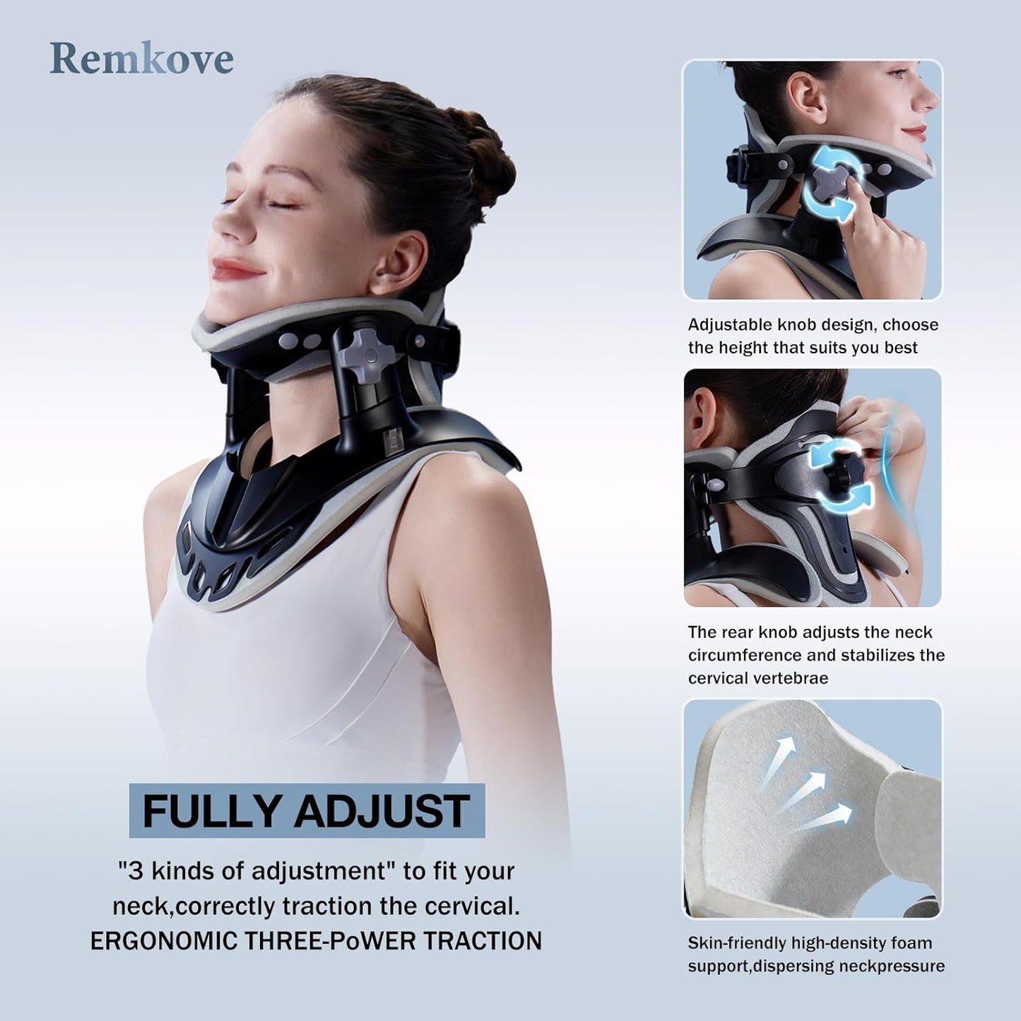 Neck Stretcher Cervical Traction, Adjustable Neck Traction Device, Neck & Shoulder Pain Relief, Neck Brace for Improved Spine Alignment, Used for Home, Office, Outdoor (Black)
