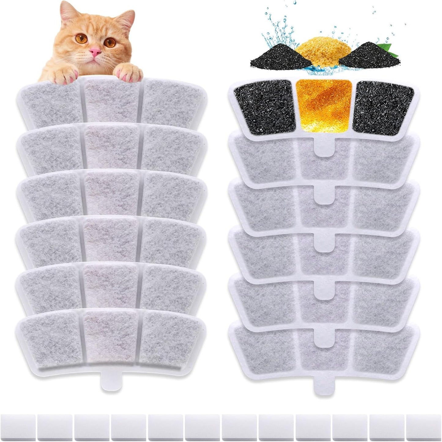 Cat Water Fountain Filter, 12 Pack Fountain Filter Replacement Compatible with Oneisall Cat Water Fountain PW04 3.5L/118oz
