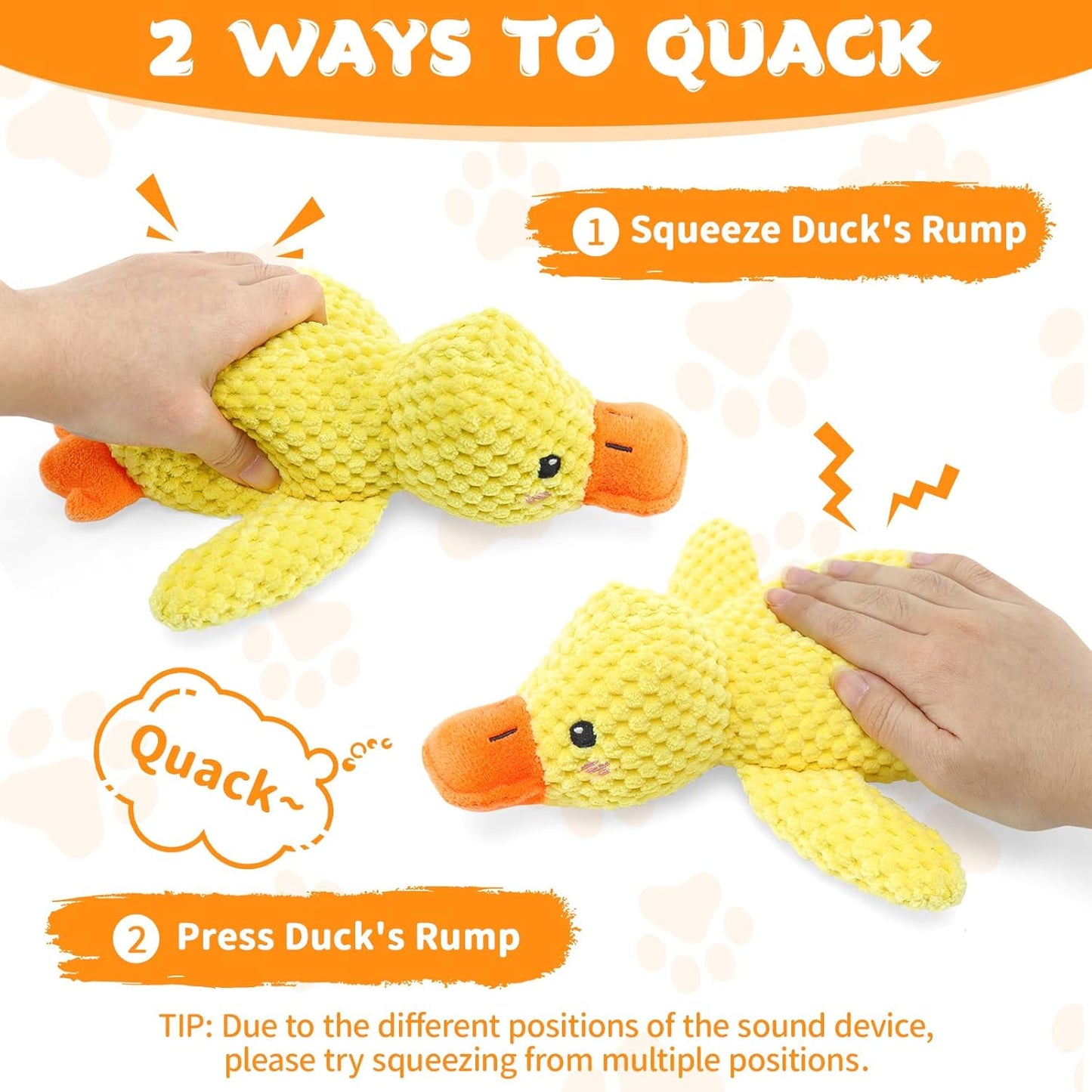 Dog Calming Duck Toys, 2026 New Interactive Duck Toy with Quack Sound and Crazy Crinkle for Puppy Teething, Soft Stuffed Plush Calming Duck Toy for Dogs Reduce Boredom -Yellow, 9.8"x8.6"(S)