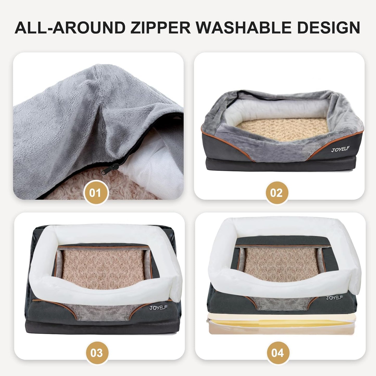JOYELF XLarge Memory Foam Dog Bed, Orthopedic Dog Bed & Sofa with Removable Washable Cover and Squeaker Toy as Gift