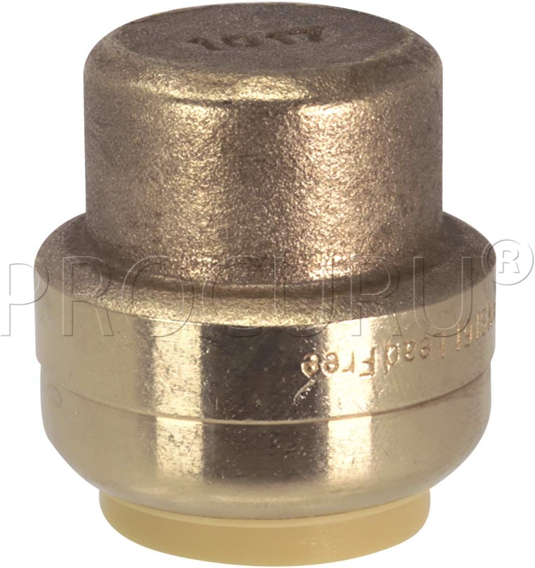 [10-Pack] PROCURU 3/4-Inch PushFit End Cap, Push-to-Connect Plumbing Brass Fitting for Copper, PEX, CPVC, PE-RT Pipe (8X3014-10P)