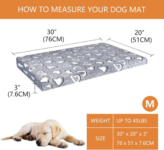 VANKEAN Reversible Dog Crate Mat, Stylish Bed with Waterproof Linings and Removable, Washable Cover, Firm Support Pad for Small to XX-Large Dogs, Grey