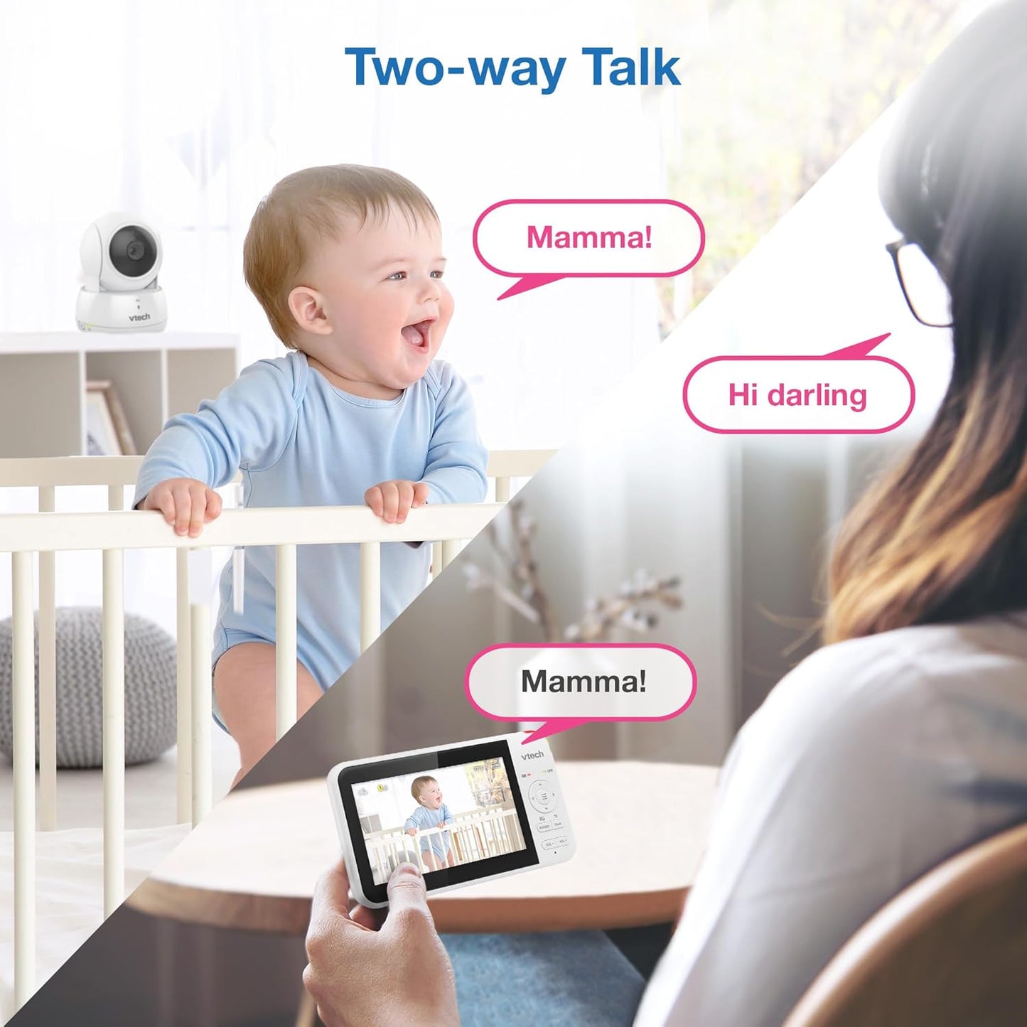 VTech VM924 No WiFi Remote Pan-Tilt-Zoom Video Baby Monitor - 5" LCD Screen, Up to 17Hrs Video/31Hrs Audio Battery, 1000ft Range, Night Vision, Soothing Sounds, Temperature Sensor
