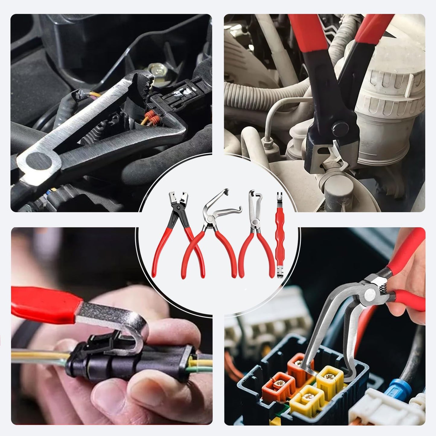 4 Pcs Electrical Disconnect Pliers for Cars,Hose Clamp Pliers,Automotive Electrical Connector Disconnect Tool,Connector Separator for Car, Truck Repair & 8PCS Terminal Removal Tools