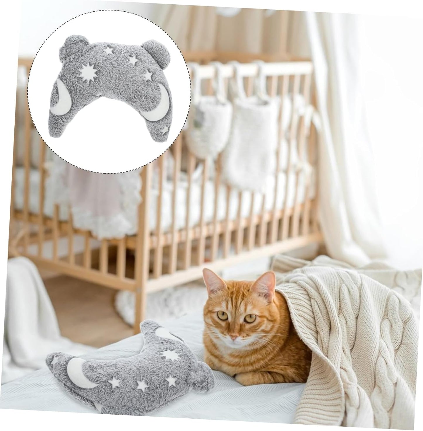 BESTonZON Calming U-Shaped Neck Pillow for Pets Soft Half-Moon Cushion for Dogs and Cats Removable Washable Cover Sleep Comfort and Interactive Dark Design