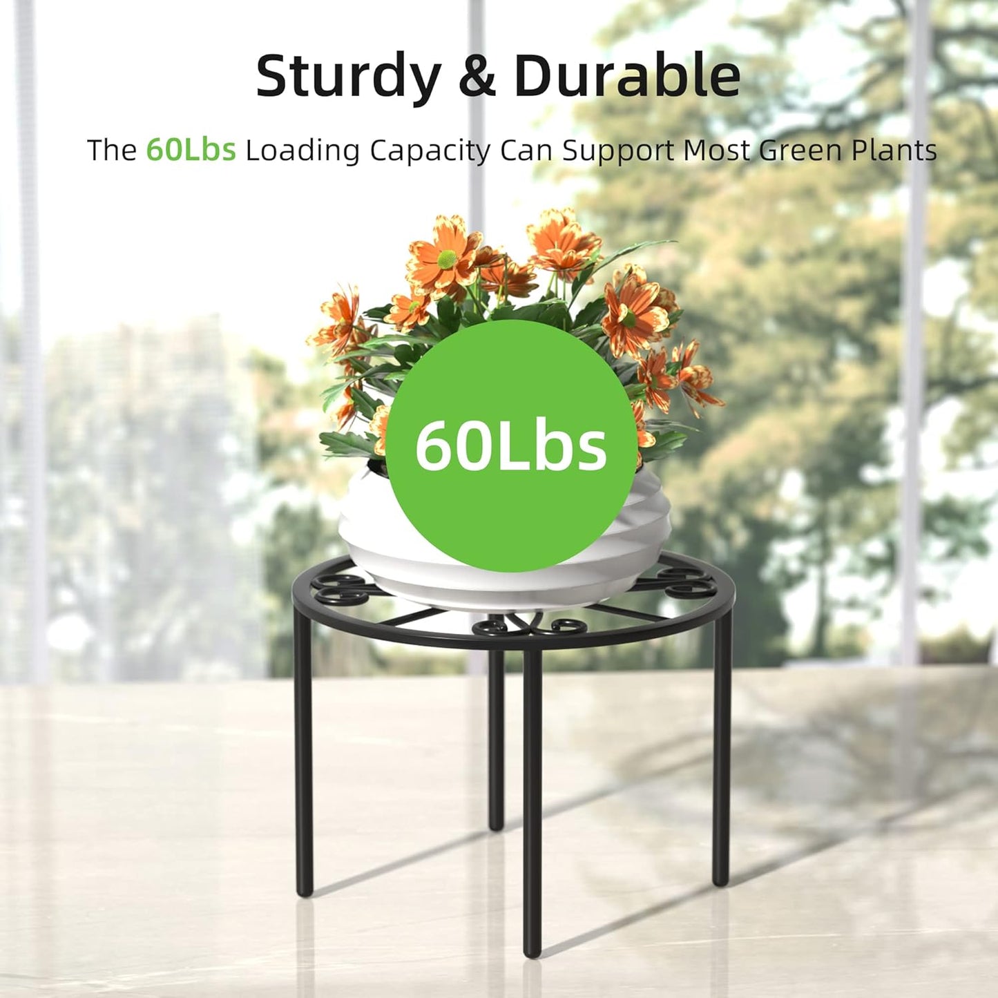 Plant Stand 1 PCS-10.2 IN Flower Pot Stand Plant Rack for Indoor and Outdoor Courtyard Gardens Black