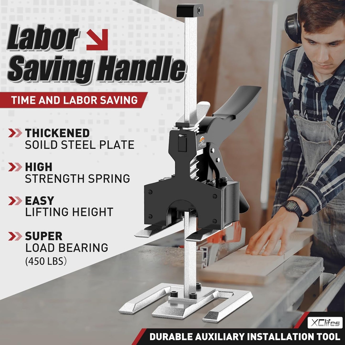 Labor Saving Arm Jack Handle 2 Pack, Construction Jack, Wall Tile Locator, Multi Function Height Adjustment Lifting Device, Door Panel Lifting Cabinet, Raised 6.69 in, Pair Dynamic Load 450 LB