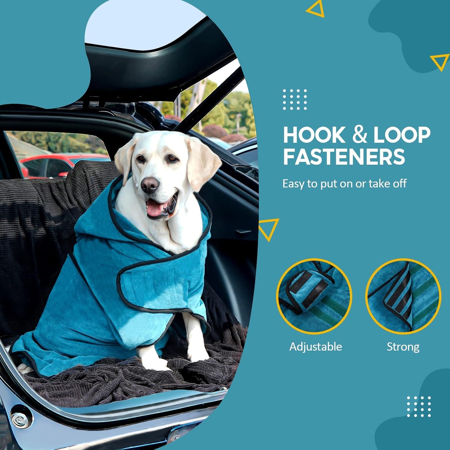 Avont Dog Bathrobe - Super Absorbent Pet Drying Towel Bath Robes After Bath Shower Swim Wet Walk for Puppies -Blue(XL)