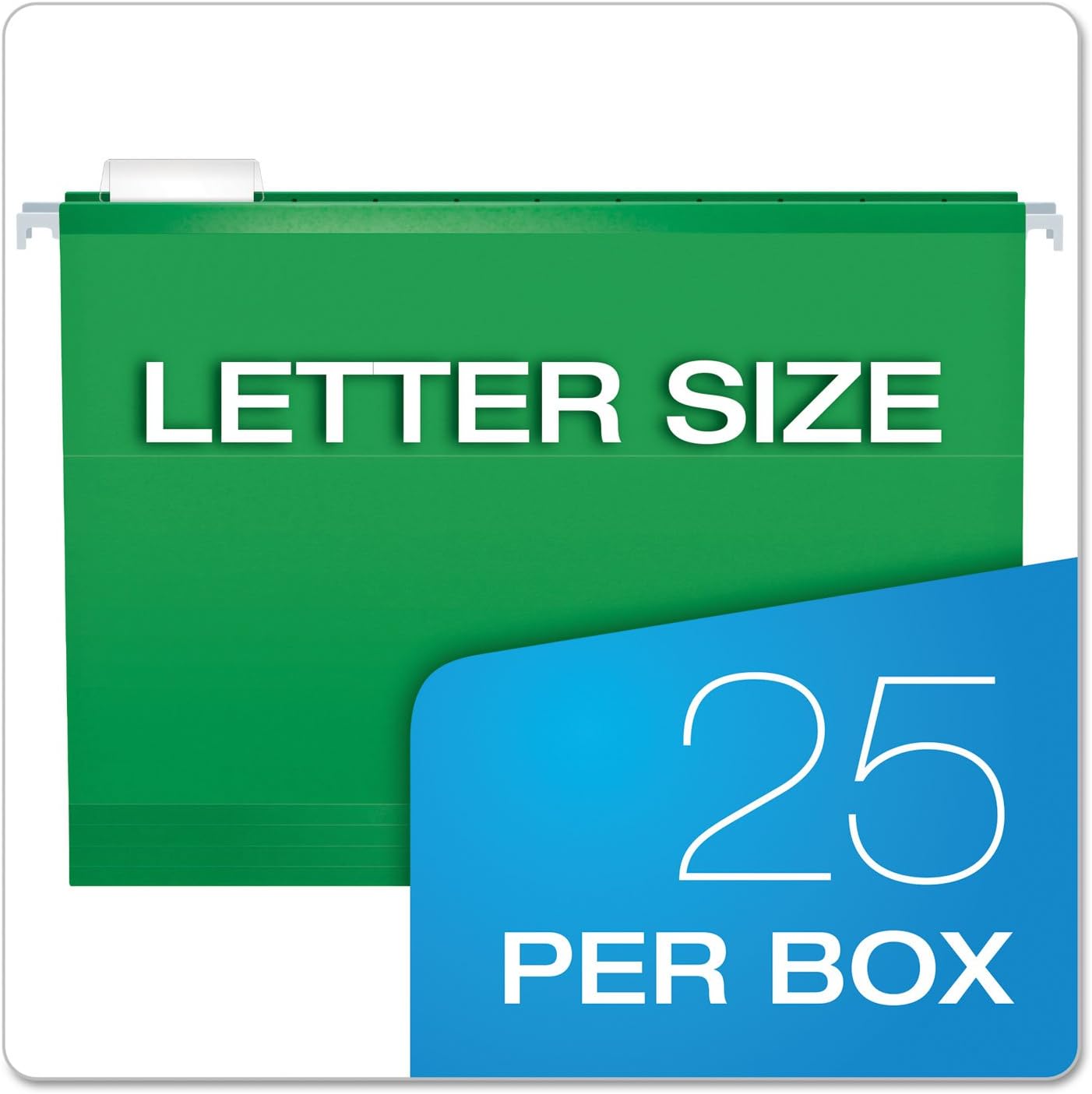 Pendaflex Reinforced Hanging File Folders, Letter Size, Bright Green, 1/5 Cut, 25/BX (4152 1/5 BGR)