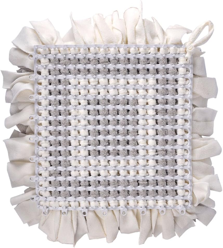 Snuffle Mat, Feeding Mat Blanket Dog Training Mats Feeding Mat Pet Activity Mat, Interactive Dog Toys Encourages Natural Foraging Skills, Perfect for Any Breed (17.7"X17.7")(Grey-White)
