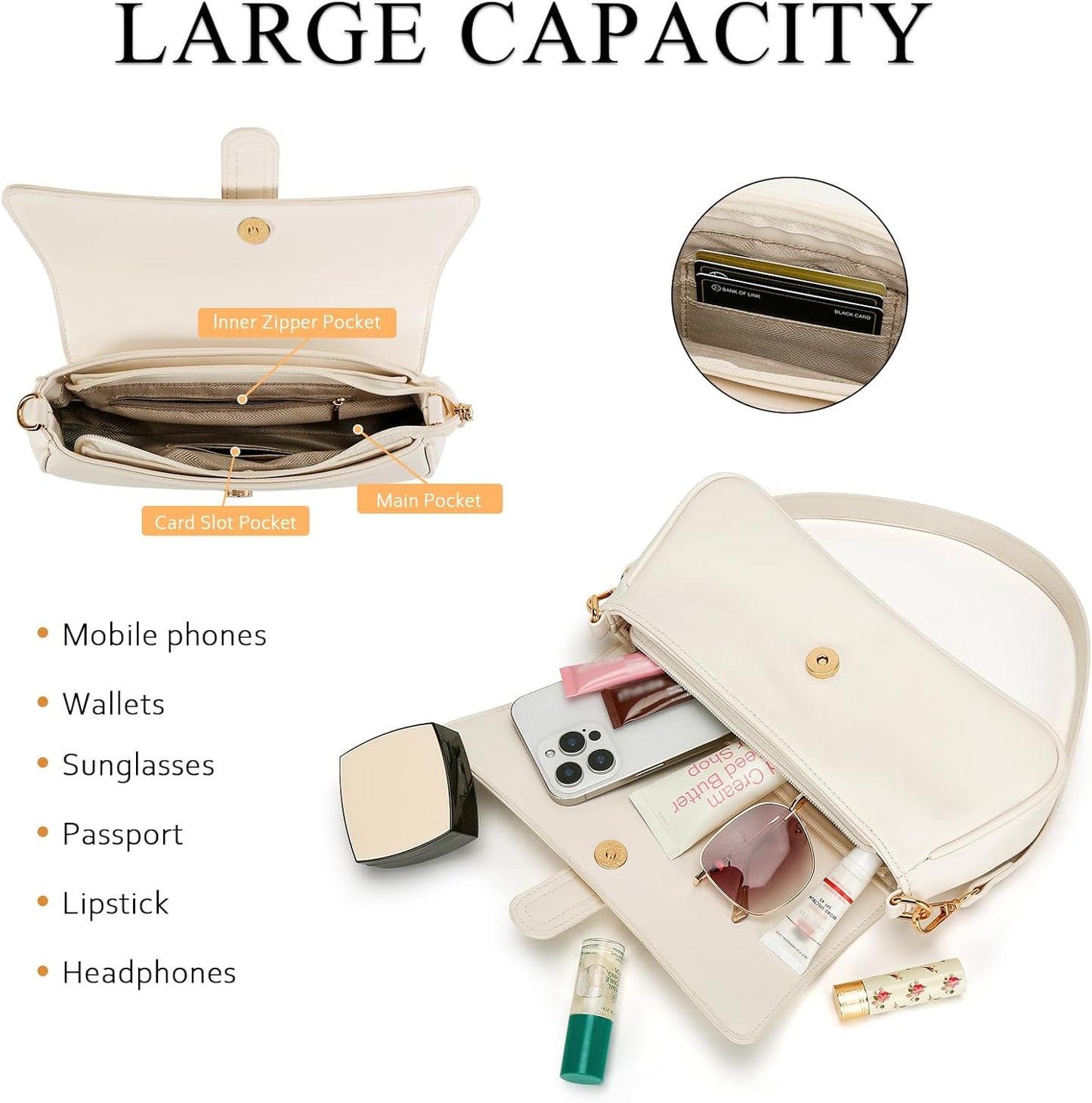 KKXIU Shoulder Bag for Women, Small Handbag Hobo Purses, Retro Clutch Underarm Bag