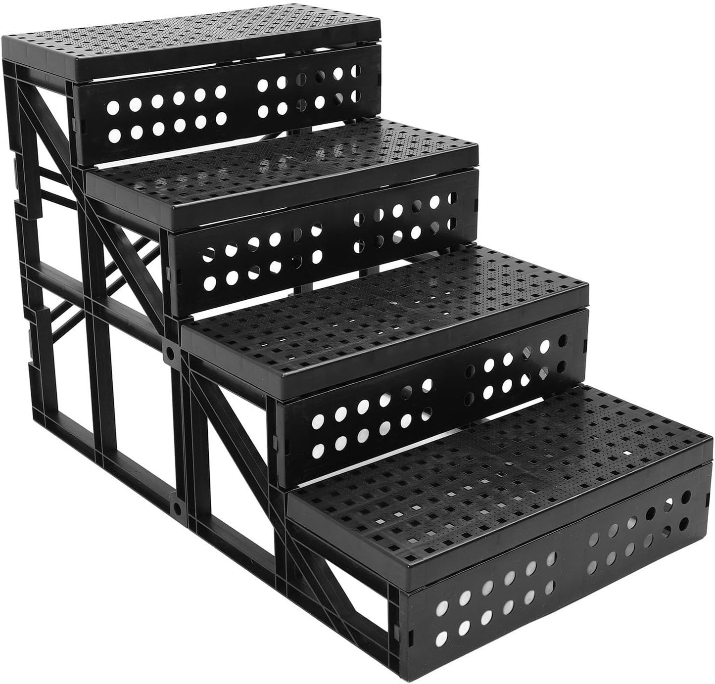 Dog Stairs for Small Dogs, Foldable Nonslip Dog Steps with 4 Step Design, Adjustable Height Pet Steps for Small Dogs and Cats, Dog Ramp Ladder for High Bed and Couch, 60x40x35cm