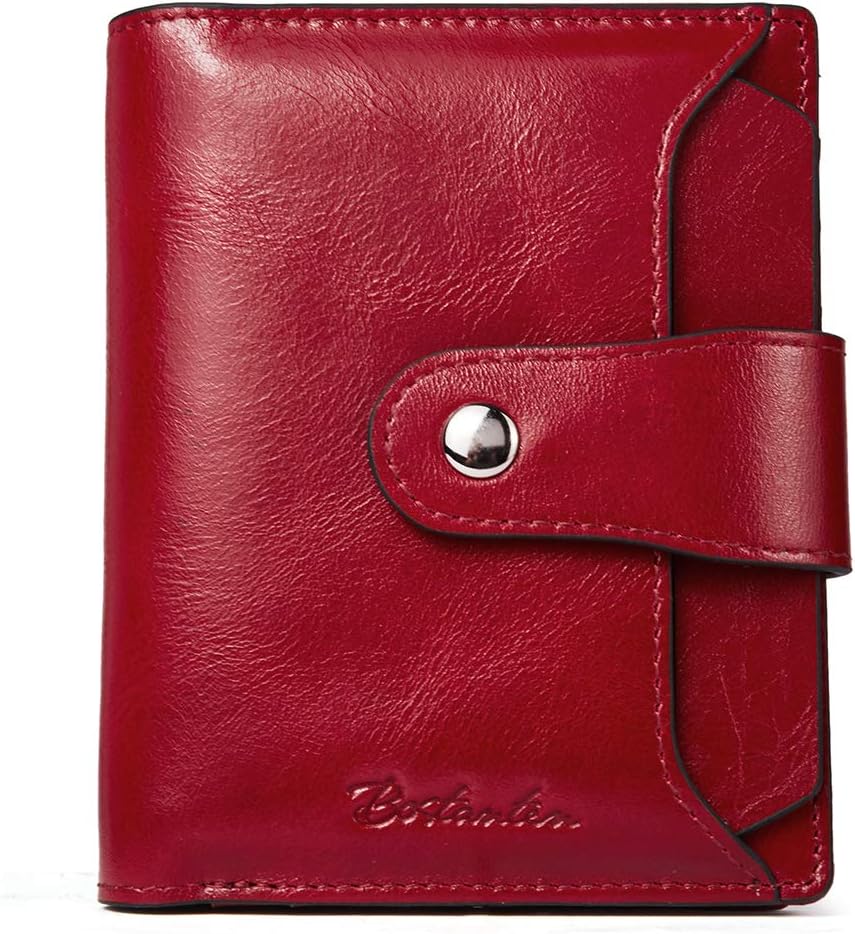BOSTANTEN Women Leather Wallet RFID Blocking Small Bifold Zipper Pocket Wallet Card Case Purse with ID Window