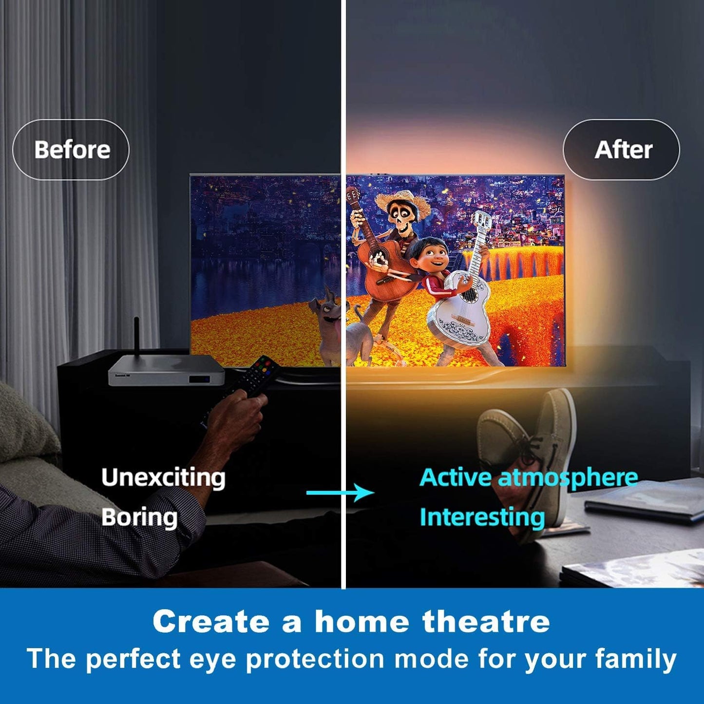 Tenmiro 65.6ft Led Strip Lights, Ultra Long RGB Color Changing LED Light Strips Kit with 44 Keys Ir Remote Led Lights for Bedroom, Kitchen, Home Decoration