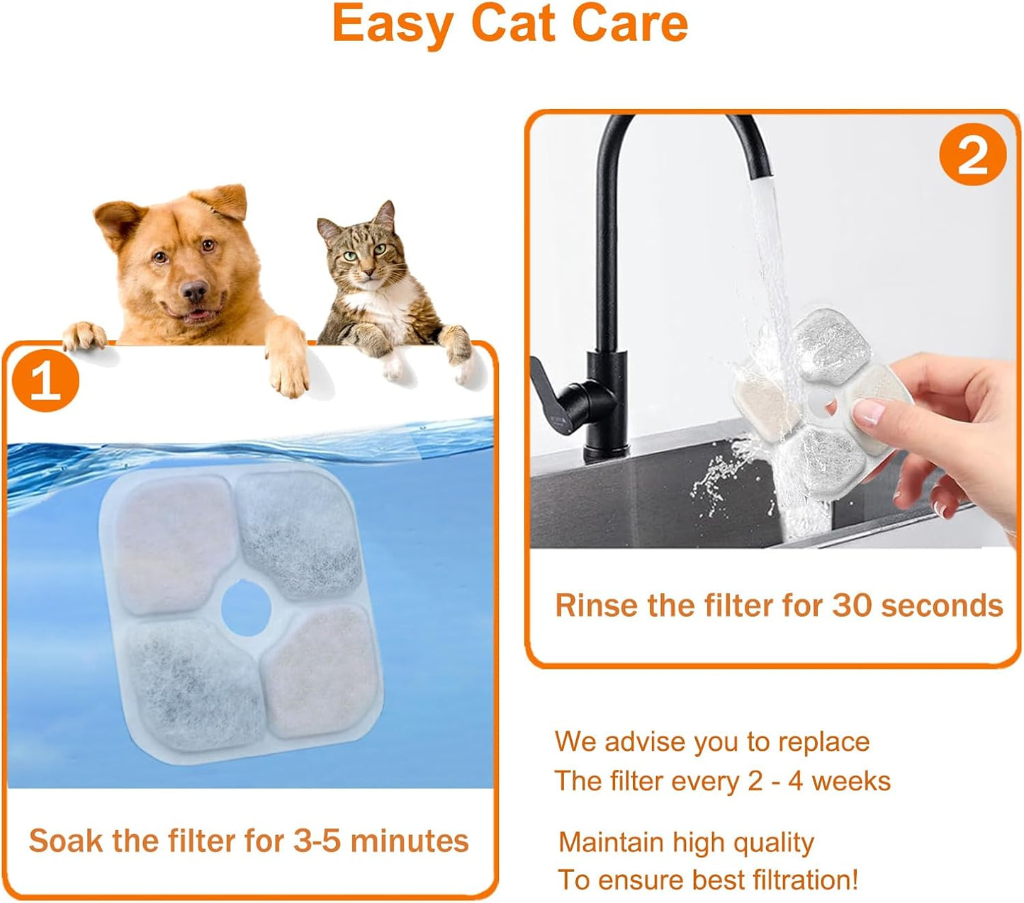 PIXI Cat Water Fountain Filters, Compatible with PIXI Pet Fountain, Pixi Cat Drinking Fountain Filter, Replacement Triple Action Pet Water Filter, 10-Pack, White