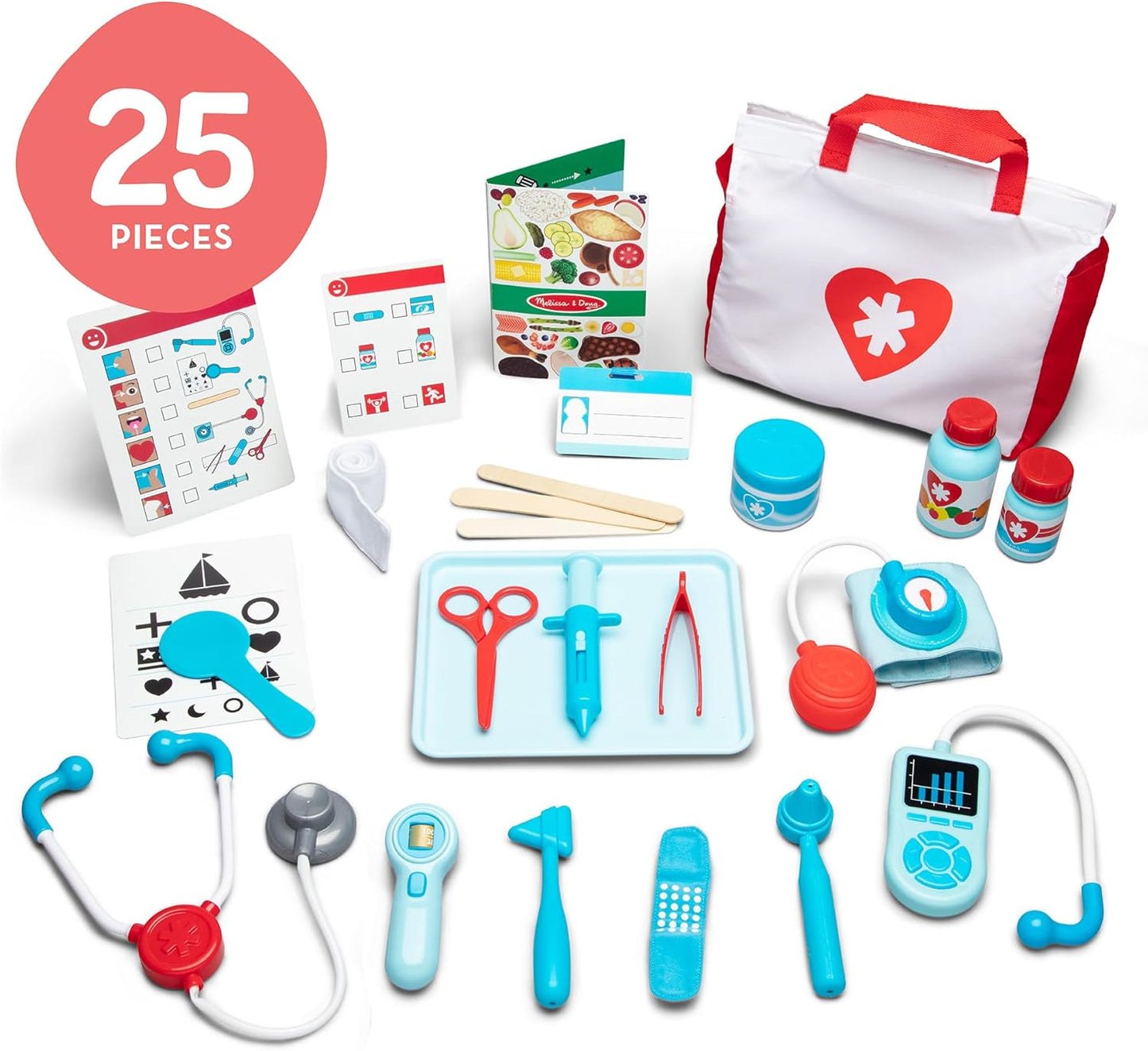 Melissa & Doug Get Well Doctor Kit, 25-Piece Toddler Doctor Play Set, Realistic Pretend Play Toys & Accessories, Preschool Toys for Girls & Boys Ages 3+