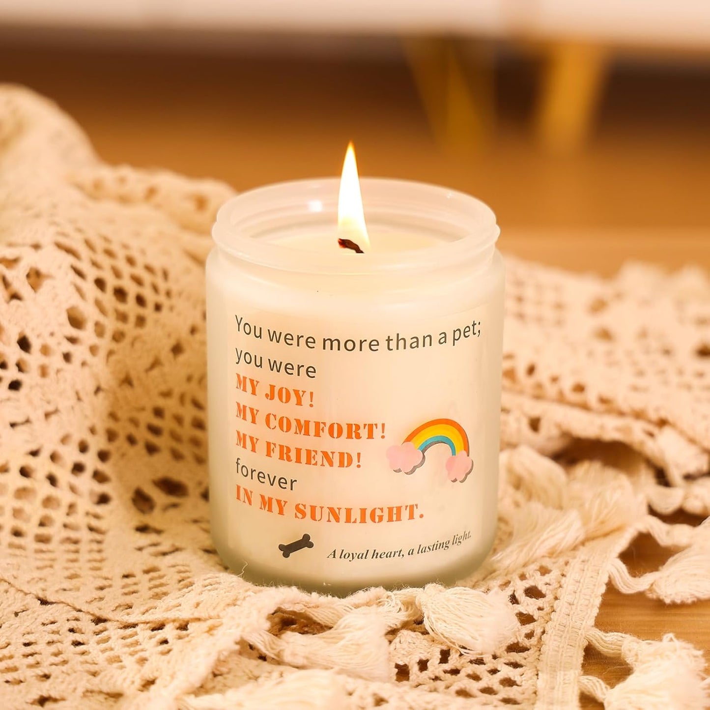Pet Loss Sympathy Gift - Memorial Care Package for Dog Bereavement, Loss of Pet Remembrance Gift with Inspirational Quote, Personalized Dog Memorial for Grieving Owners (Rainbow)