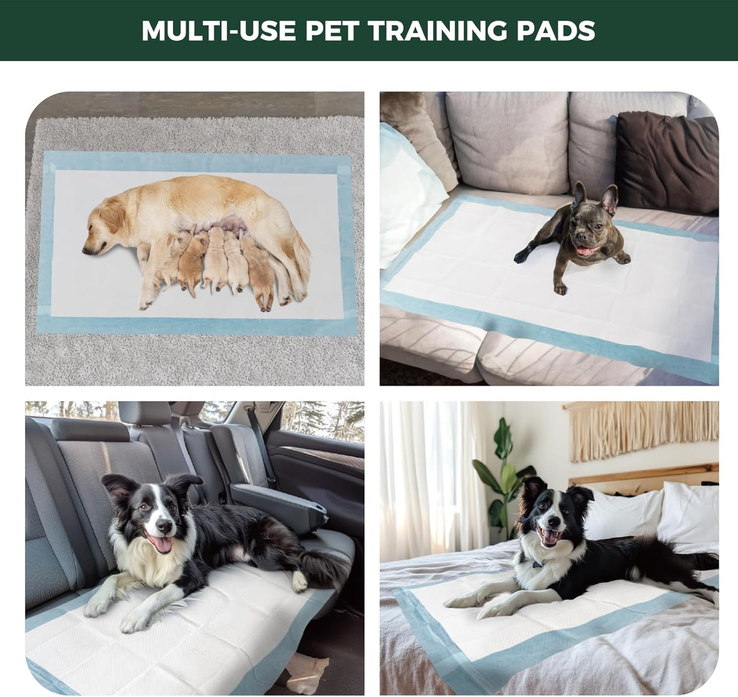 FXW XXL Puppy Pee Pads for Dogs 60x33.5 inch 20 Count, 5 Layer Super Absorbent & Leak Proof-Thickened Disposable Potty Training Pad, Fits 32" H 6/8 Panel FXW Playpen-Blue (Playpen not Included)