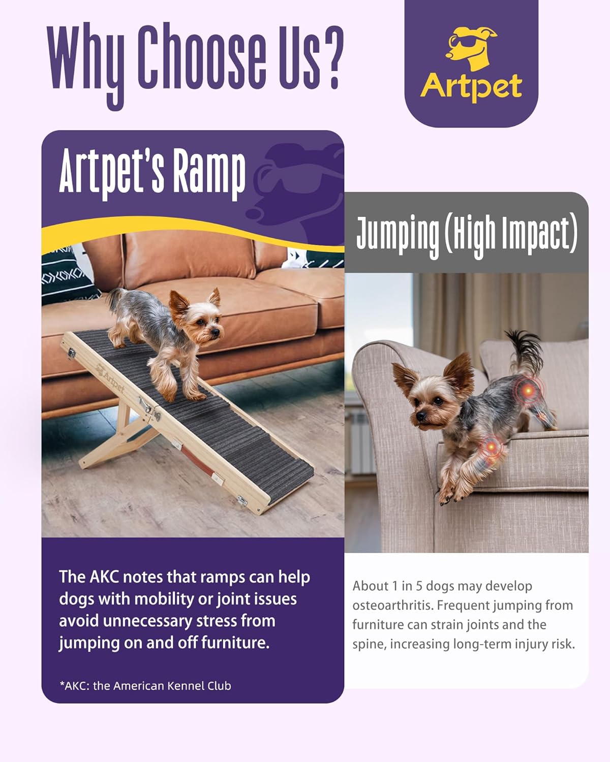 Dog Ramp for Small Dogs for Couch & Bed, Dachshund Joint Care Ramp,Foldable, Anti-Slip, Portable, Height Adjustable, Supports Up to 35 lbs